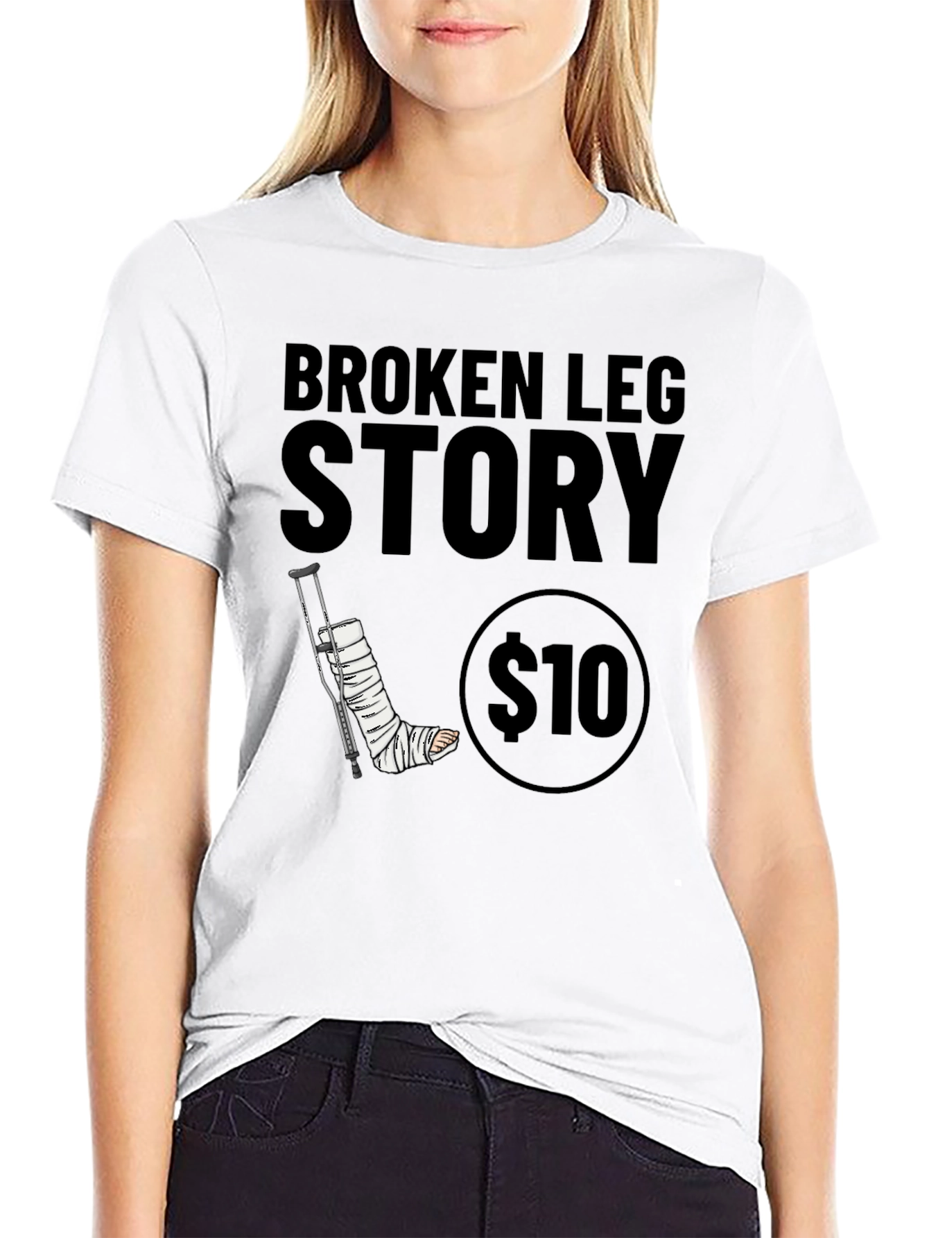 Black Broken Leg Story Graphic Tee - $10 view 9