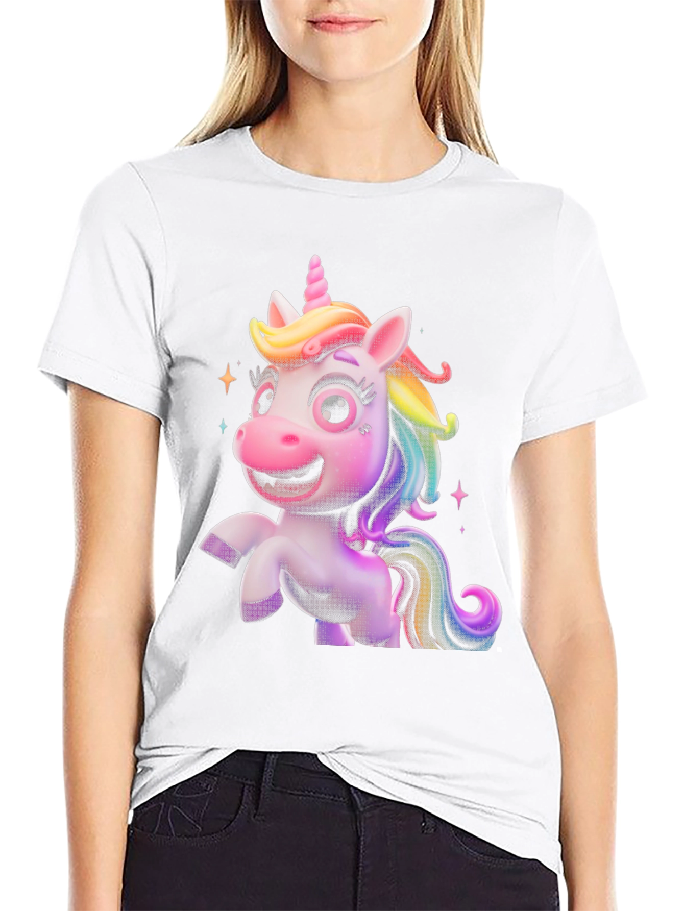 Black Cute Unicorn Graphic Tee - Black T-Shirt view 9
