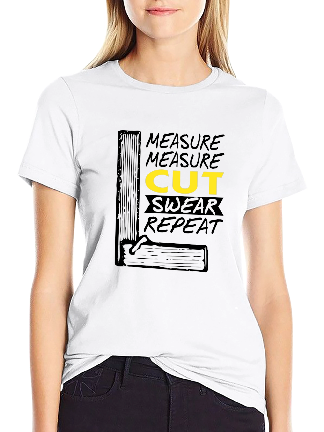 Black Measure Cut Swear Repeat Graphic T-Shirt view 9