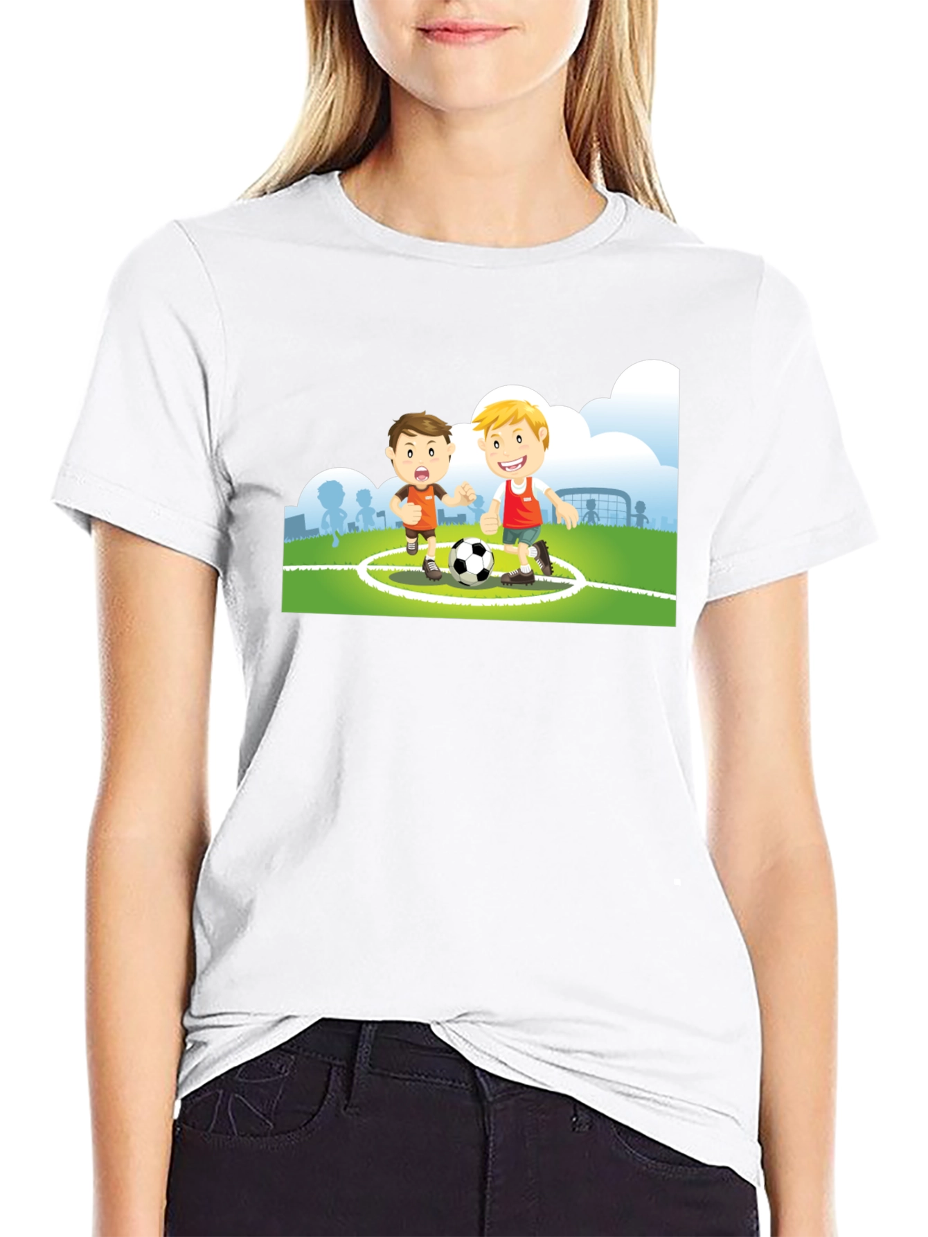 Black Cartoon Soccer Player Black T-Shirt view 9