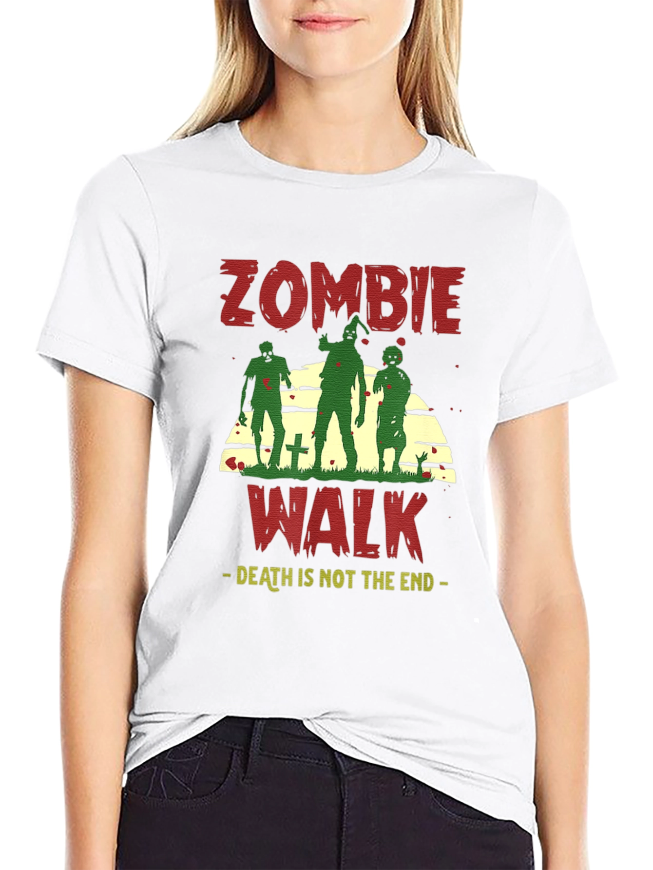 Black Zombie Walk Graphic T-Shirt - Death is Not the End view 9
