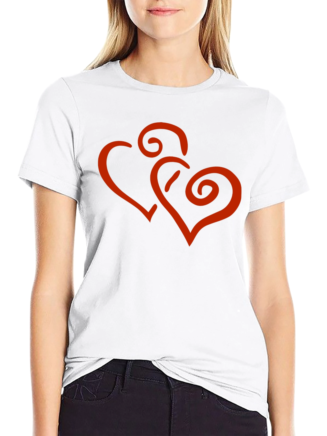 Black Stylish Black Tee with Red Heart Design view 9