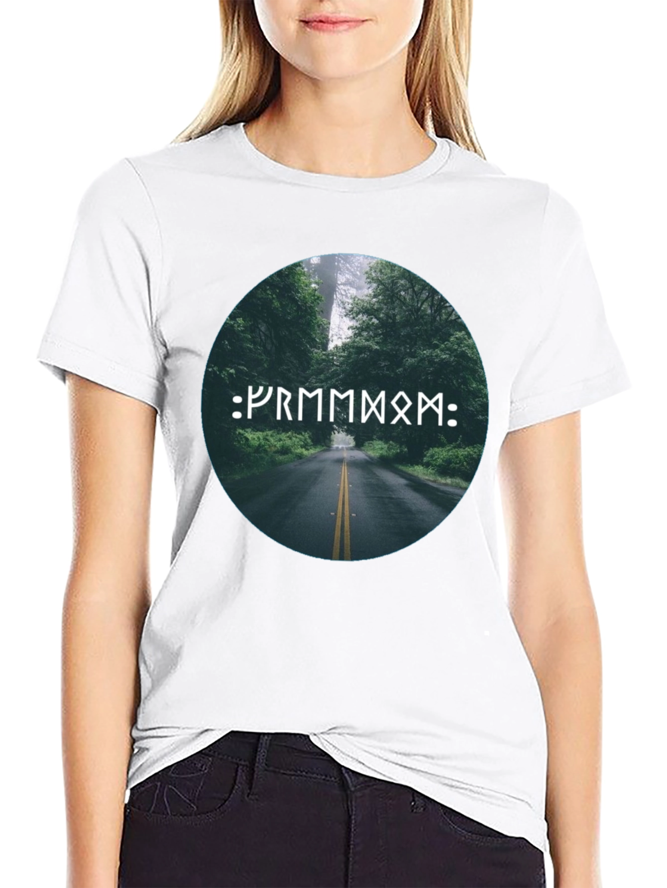 Black Nature Road Rune Black T-Shirt view 9