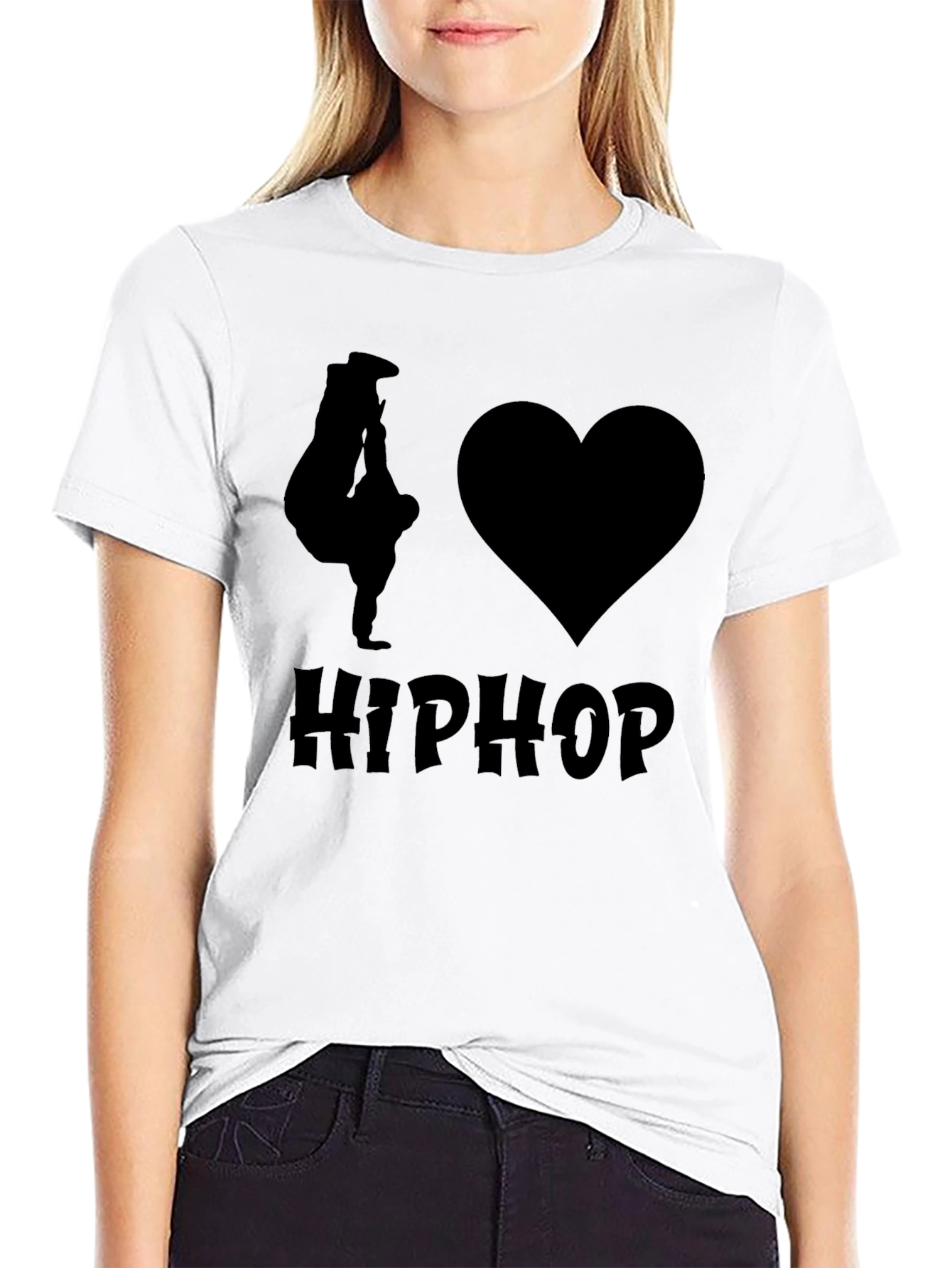 Black I Love Hip Hop Black Graphic T-Shirt view 9