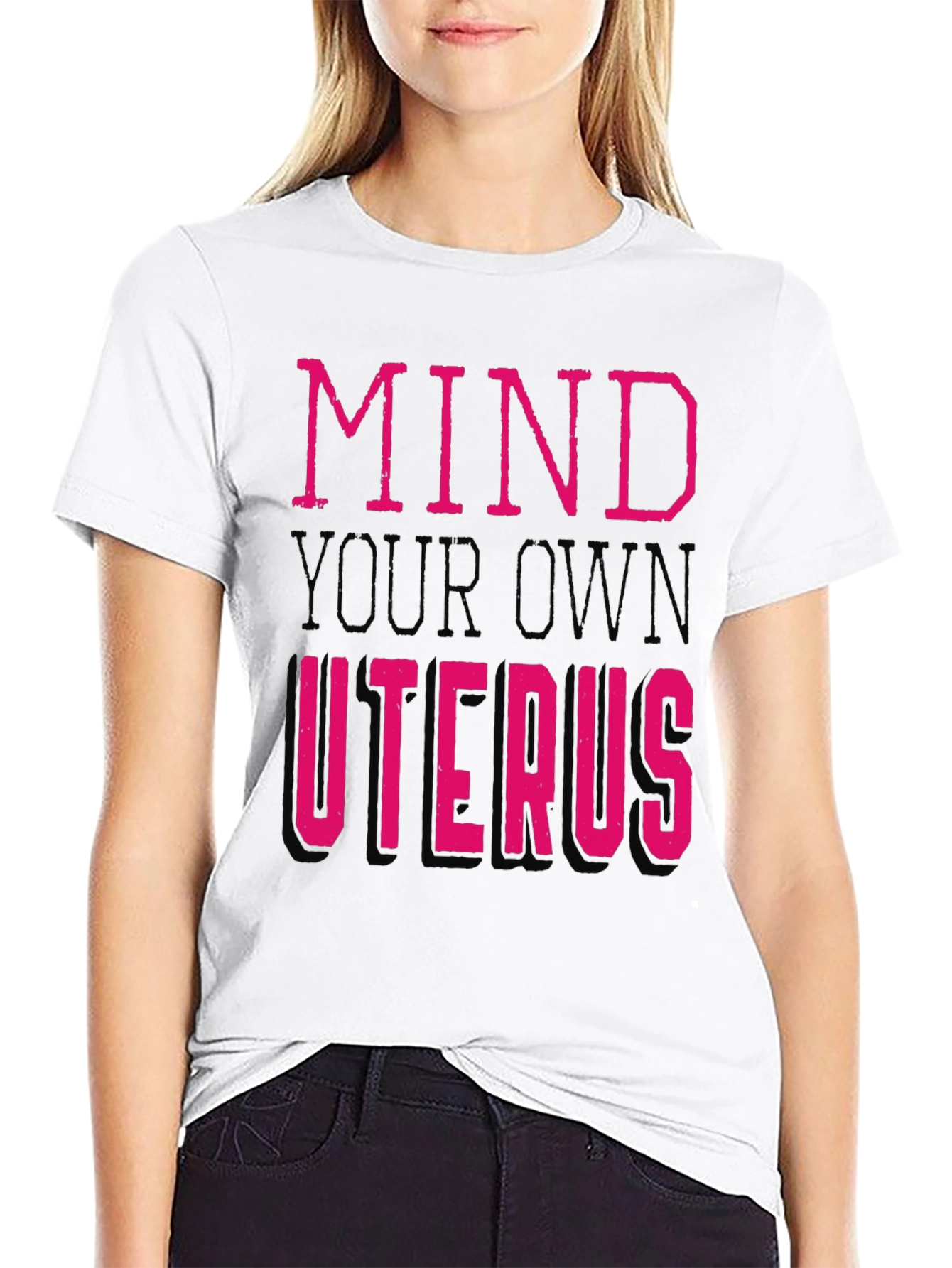 Black Mind Your Own Uterus Graphic Tee view 9