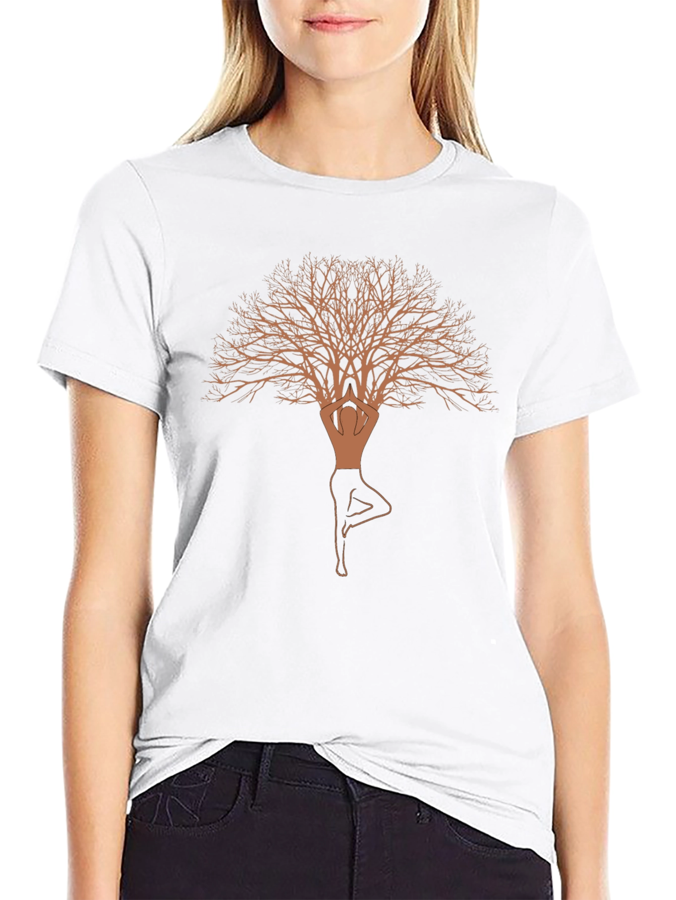 Black Tree Pose Yoga T-Shirt - Balance and Nature view 9