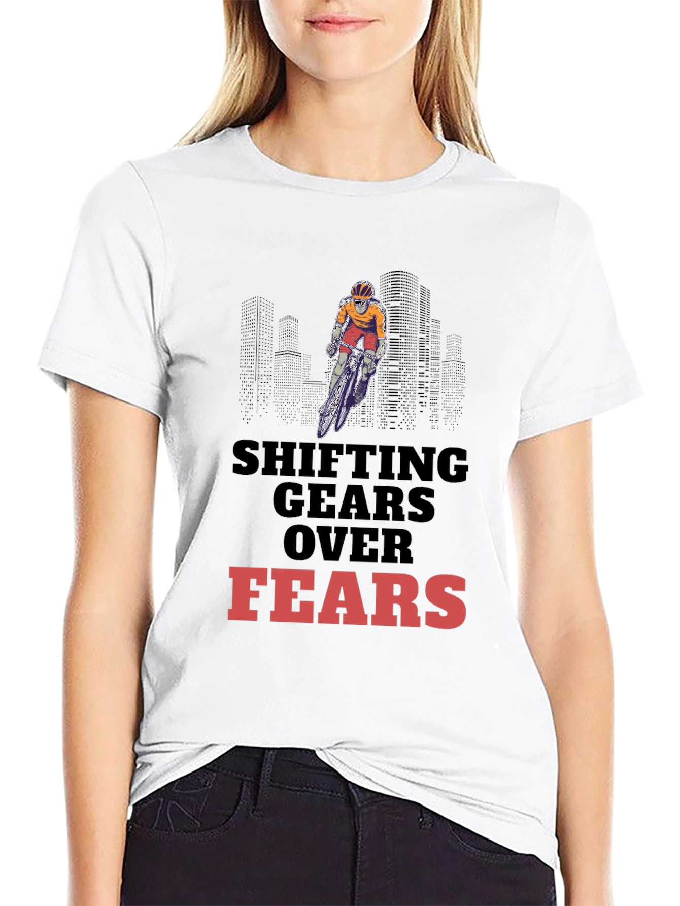 Black Shifting Gears Over Fears Graphic Tee - Sporty Black T-Shirt view 9
