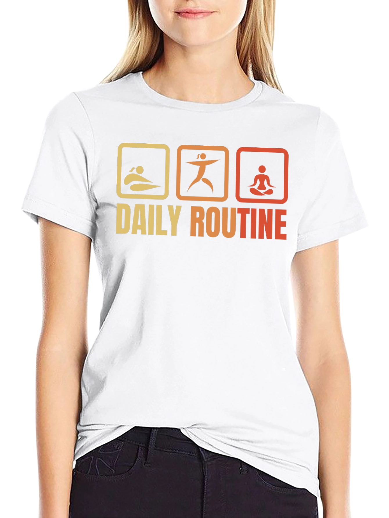 Black Daily Routine T-Shirt - Swim, Exercise, Meditate view 9