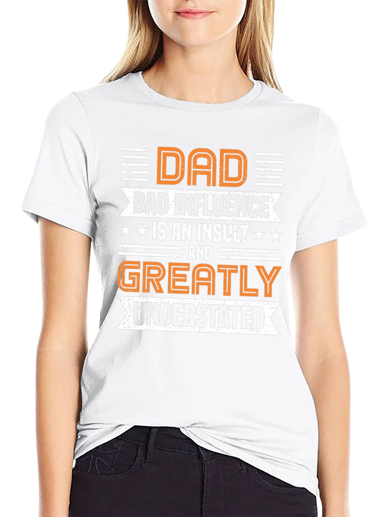 Black Dad Bad Influence Funny T-Shirt view 9