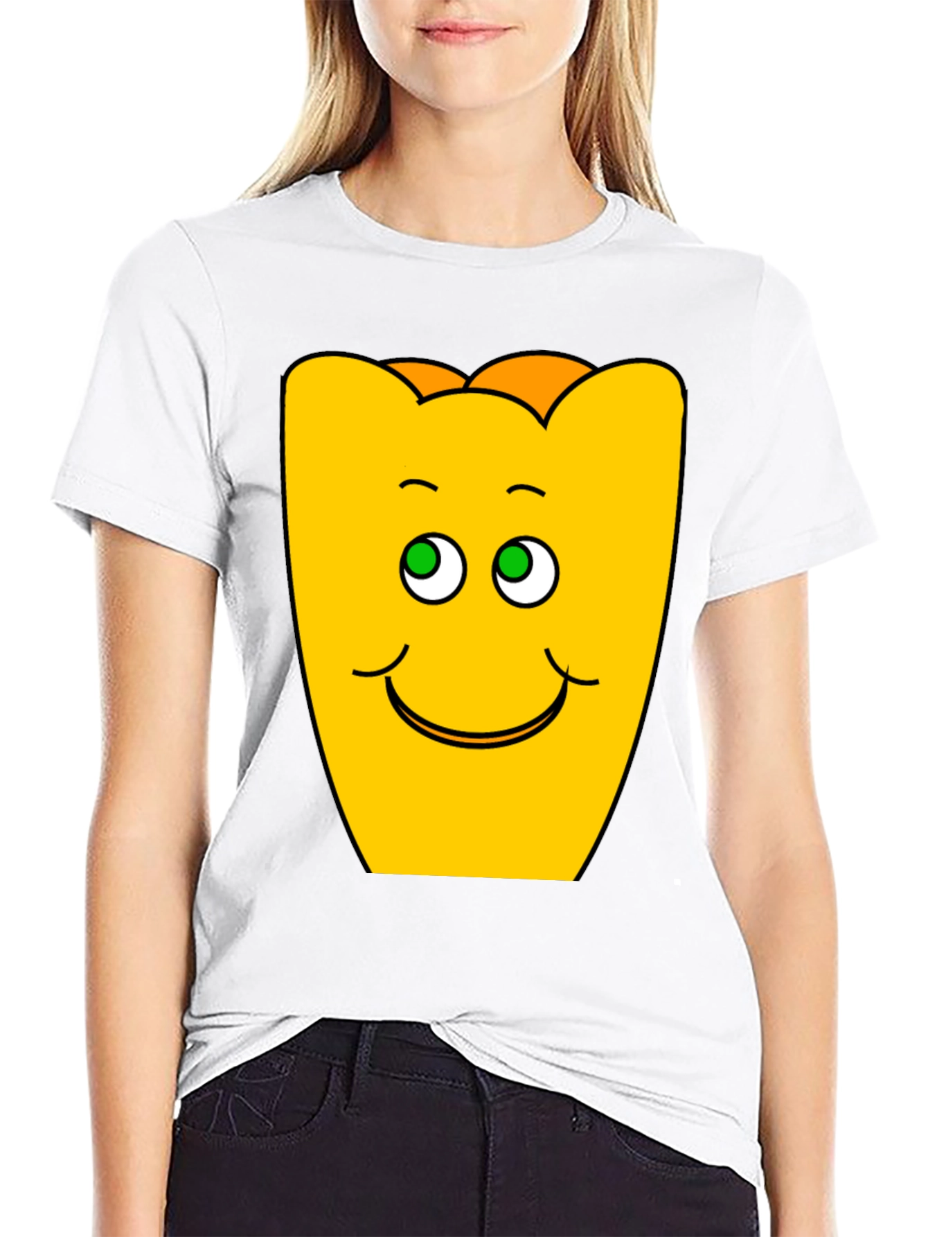 Black Funny Smiling Yellow Character Black T-Shirt view 9