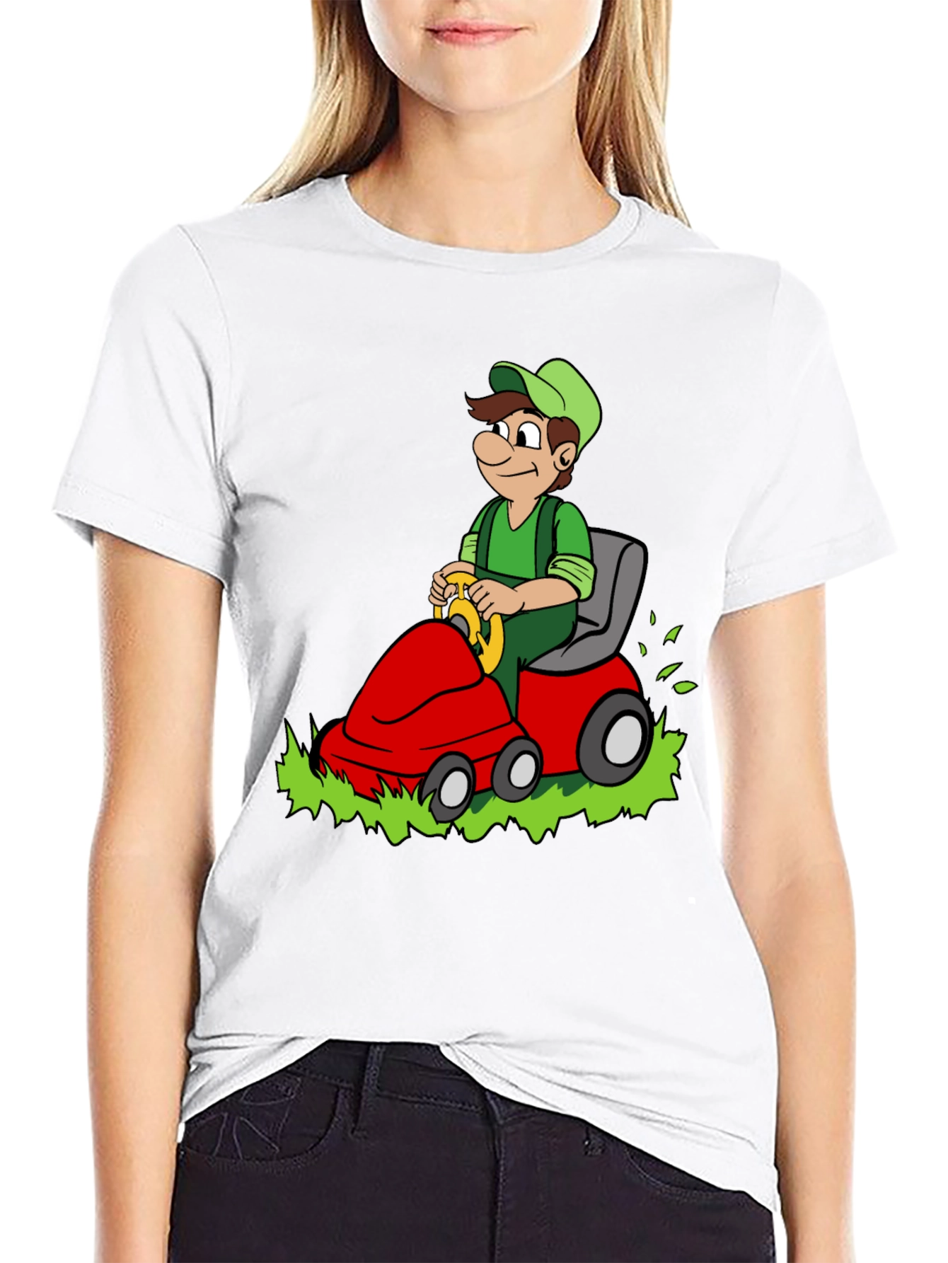 Black Luigi Riding Lawnmower Graphic T-Shirt view 9