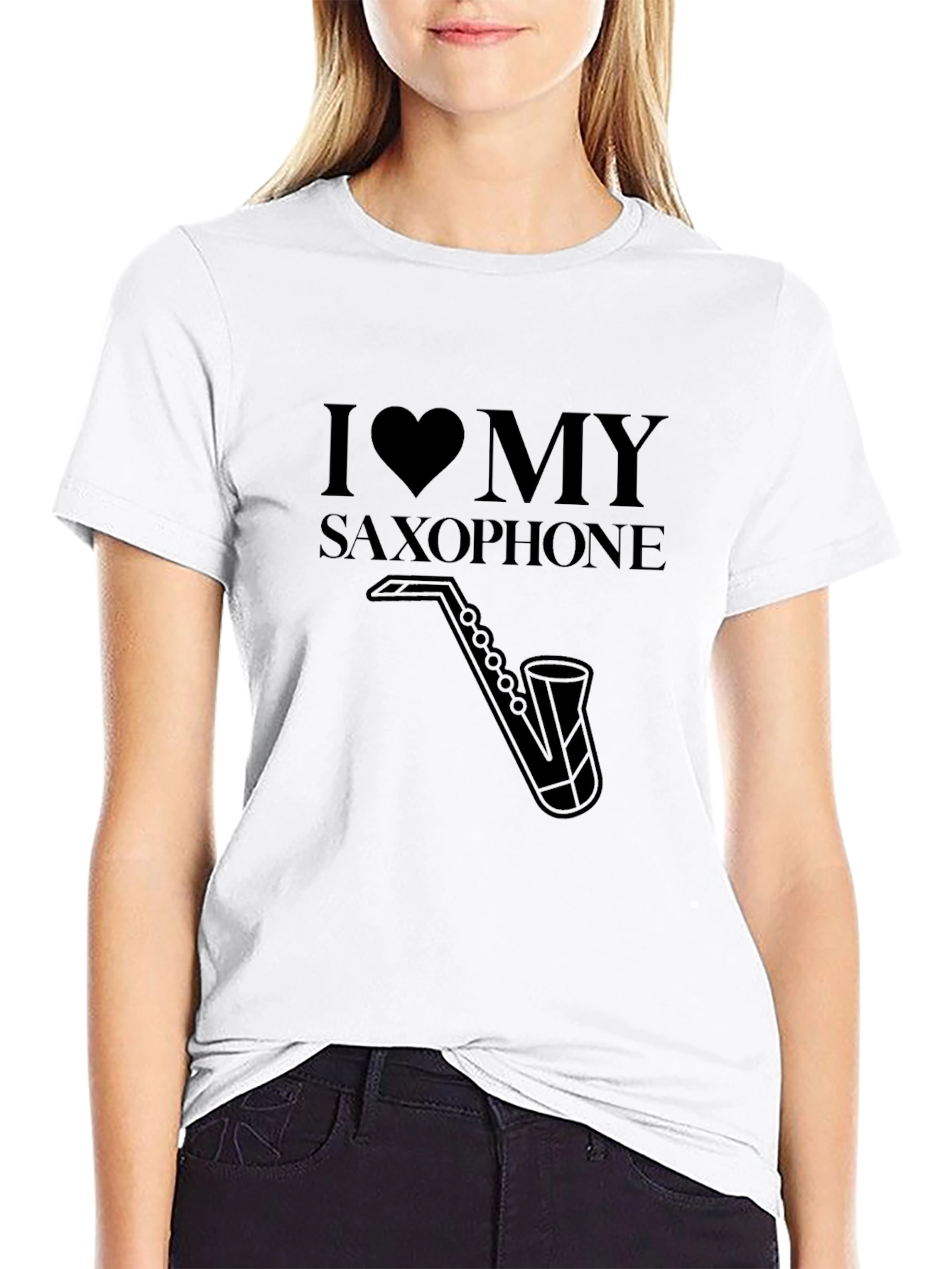 Black I Love My Saxophone Black T-Shirt view 9