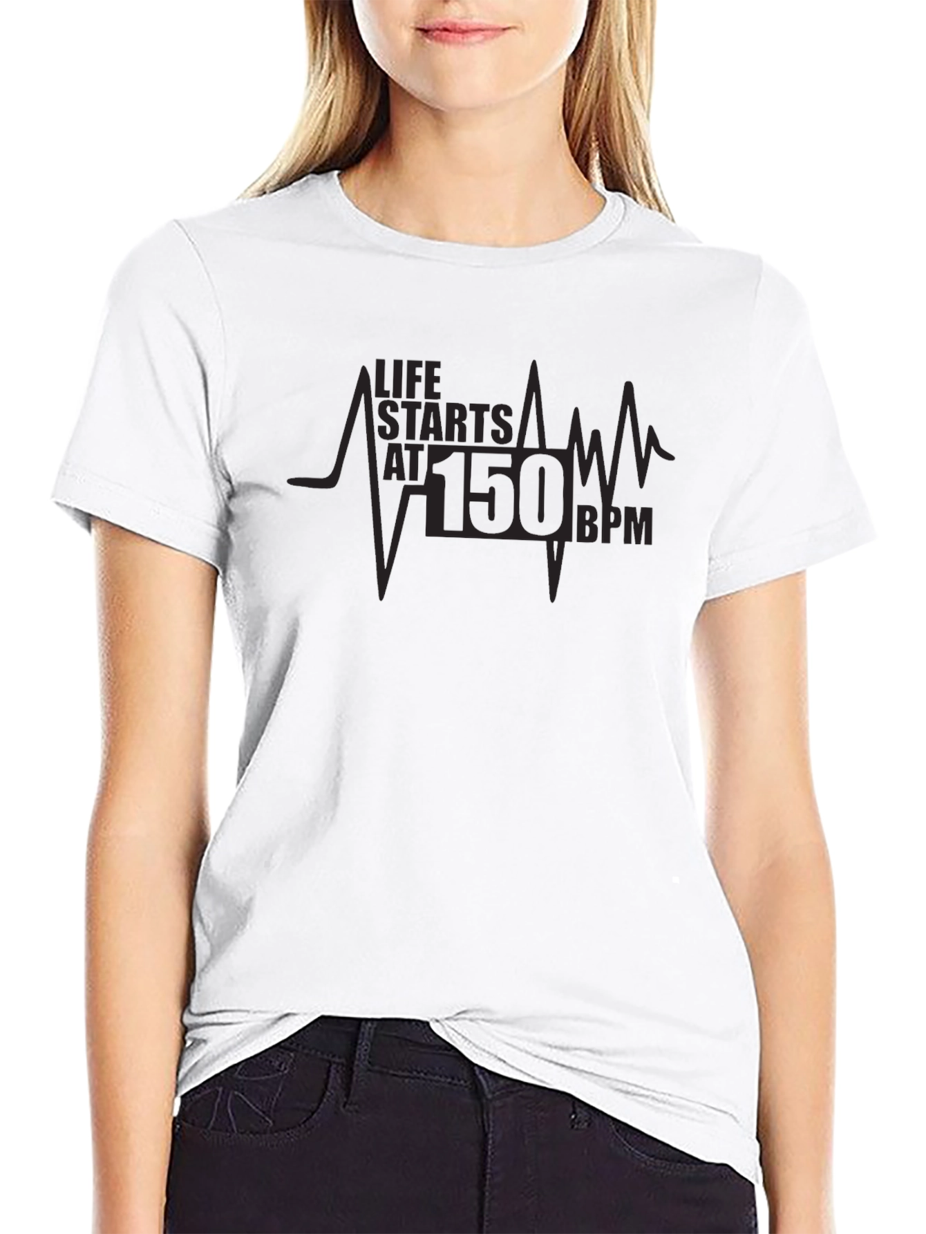 Black Life Starts at 150 BPM Graphic Tee view 9