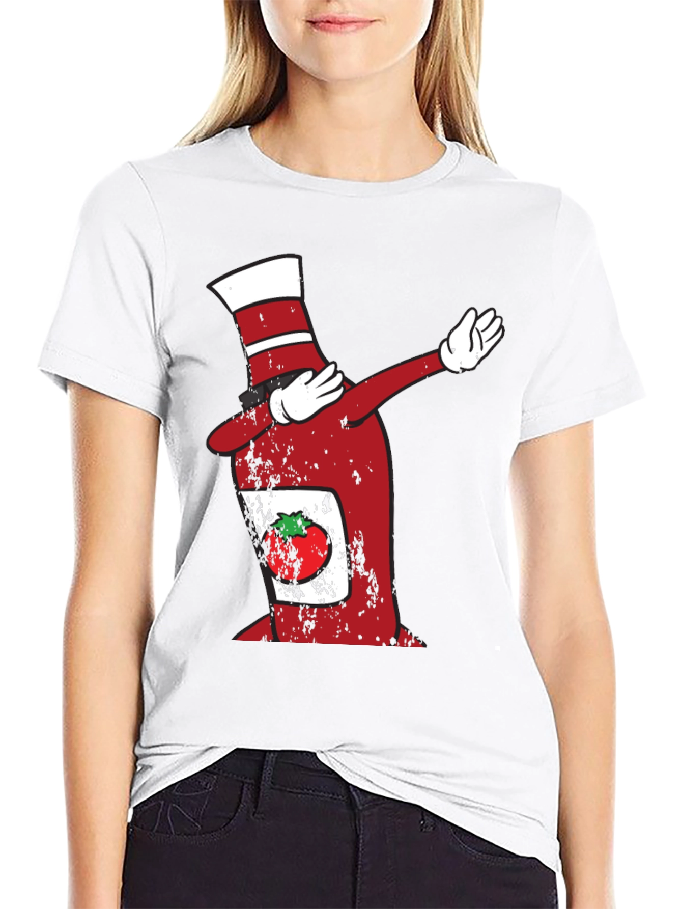 Black Dabbing Ketchup Bottle T-Shirt view 9