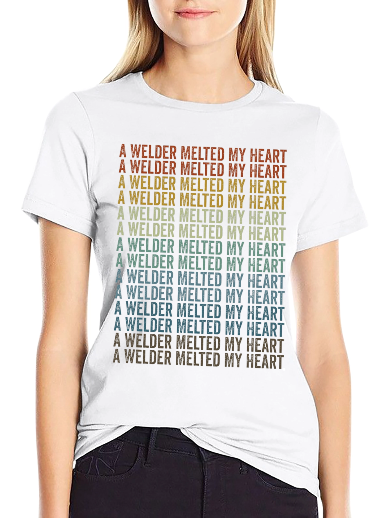 Black Welder Melted My Heart Black T-Shirt view 9