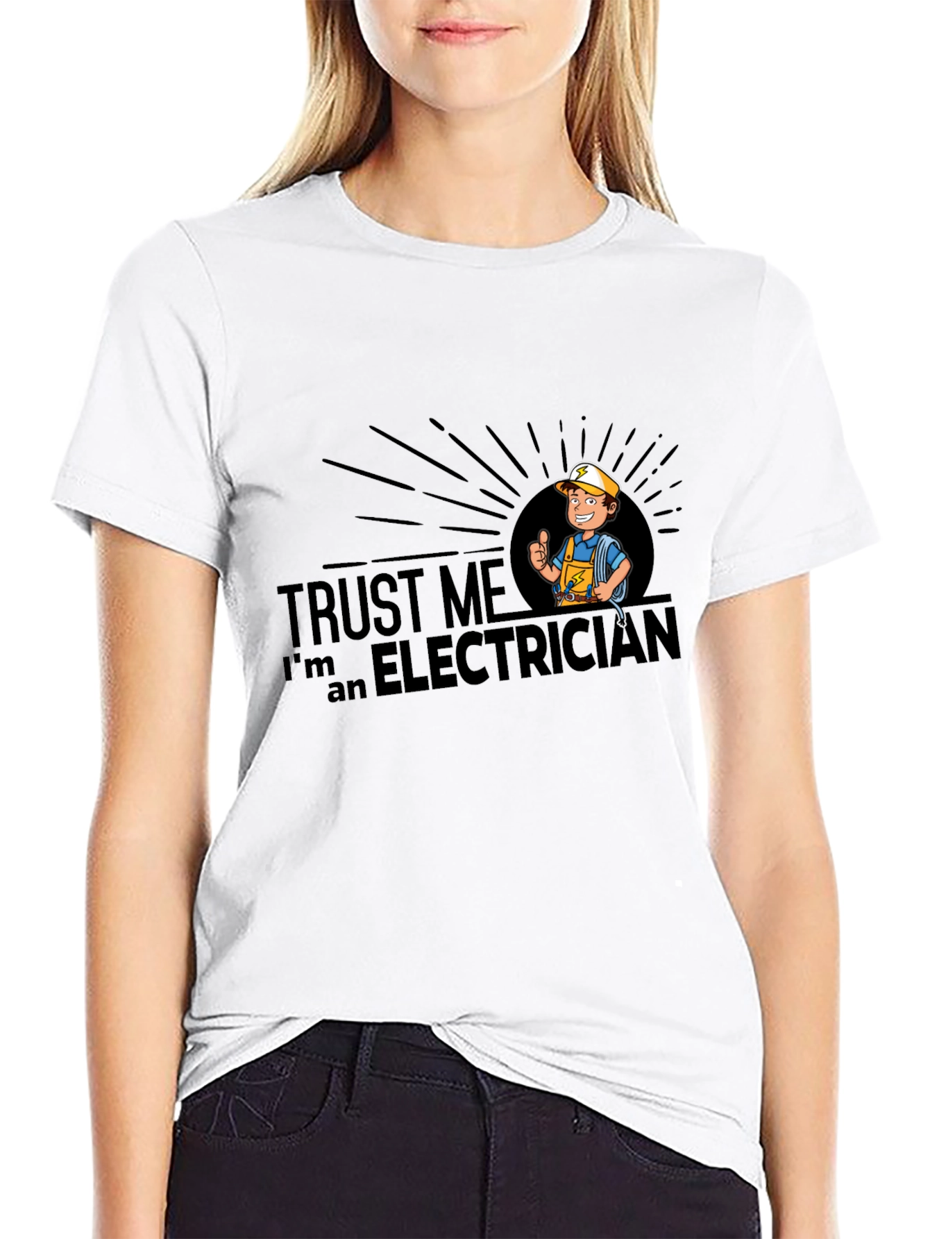 Black Trust Me, I'm An Electrician Graphic Tee view 9