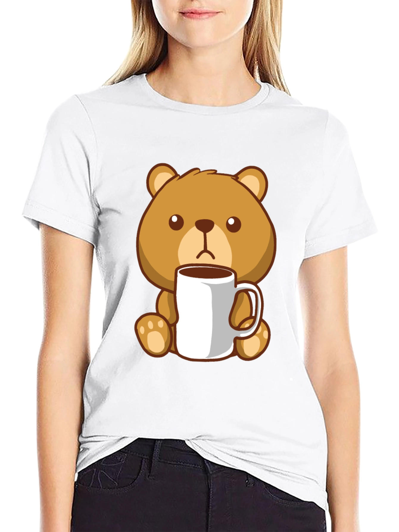 Black Cute Bear Coffee Lover Black T-Shirt view 9