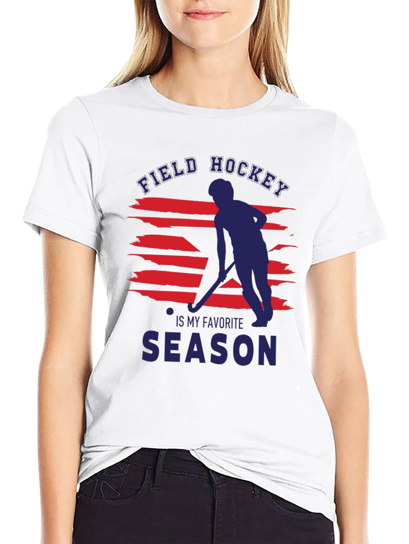 Black Field Hockey Favorite Season Graphic Tee view 9