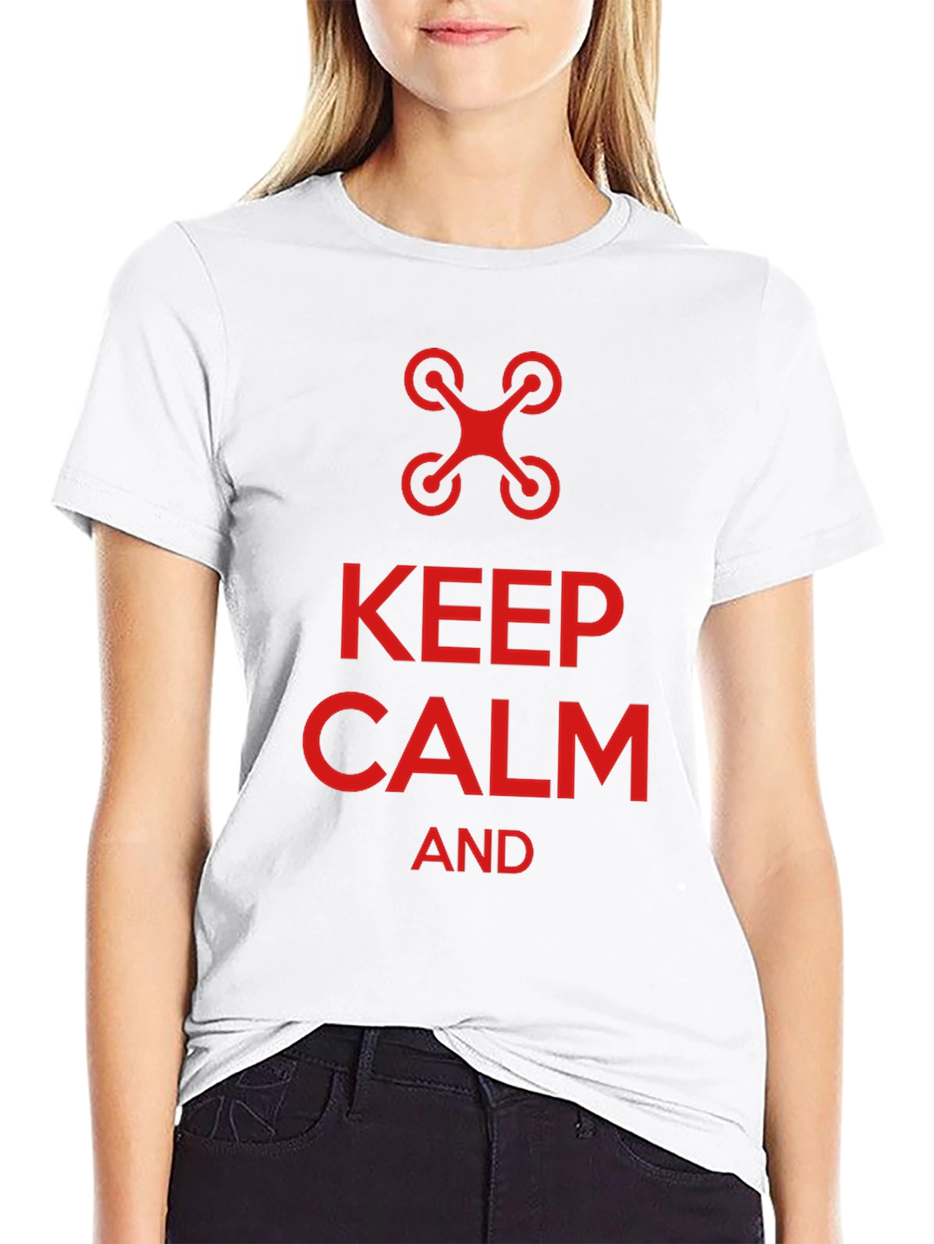 Black Keep Calm and Fly Drone T-Shirt - Novelty Tee view 9