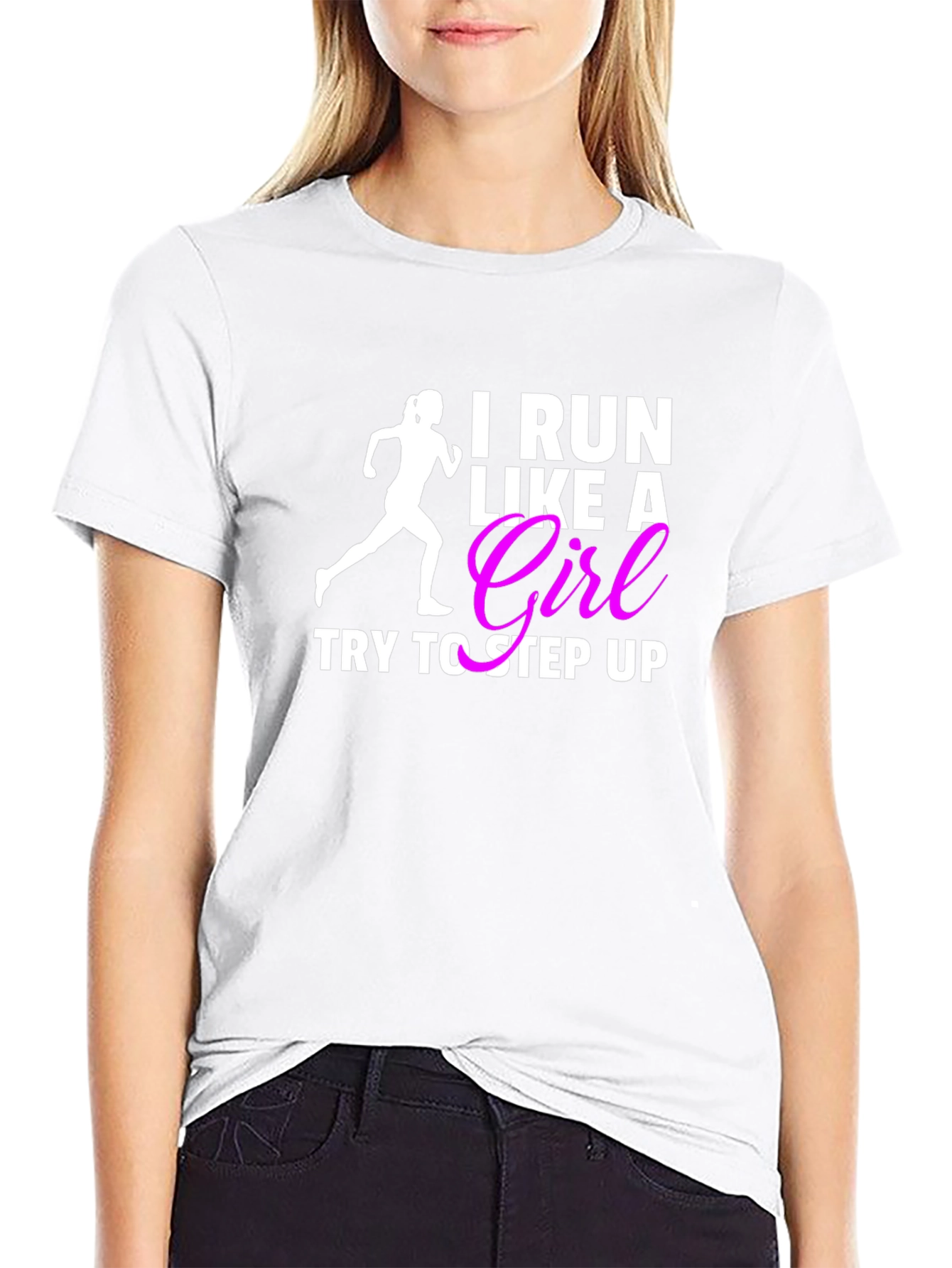 Black I Run Like a Girl T-Shirt Funny Women's Running Tee view 9