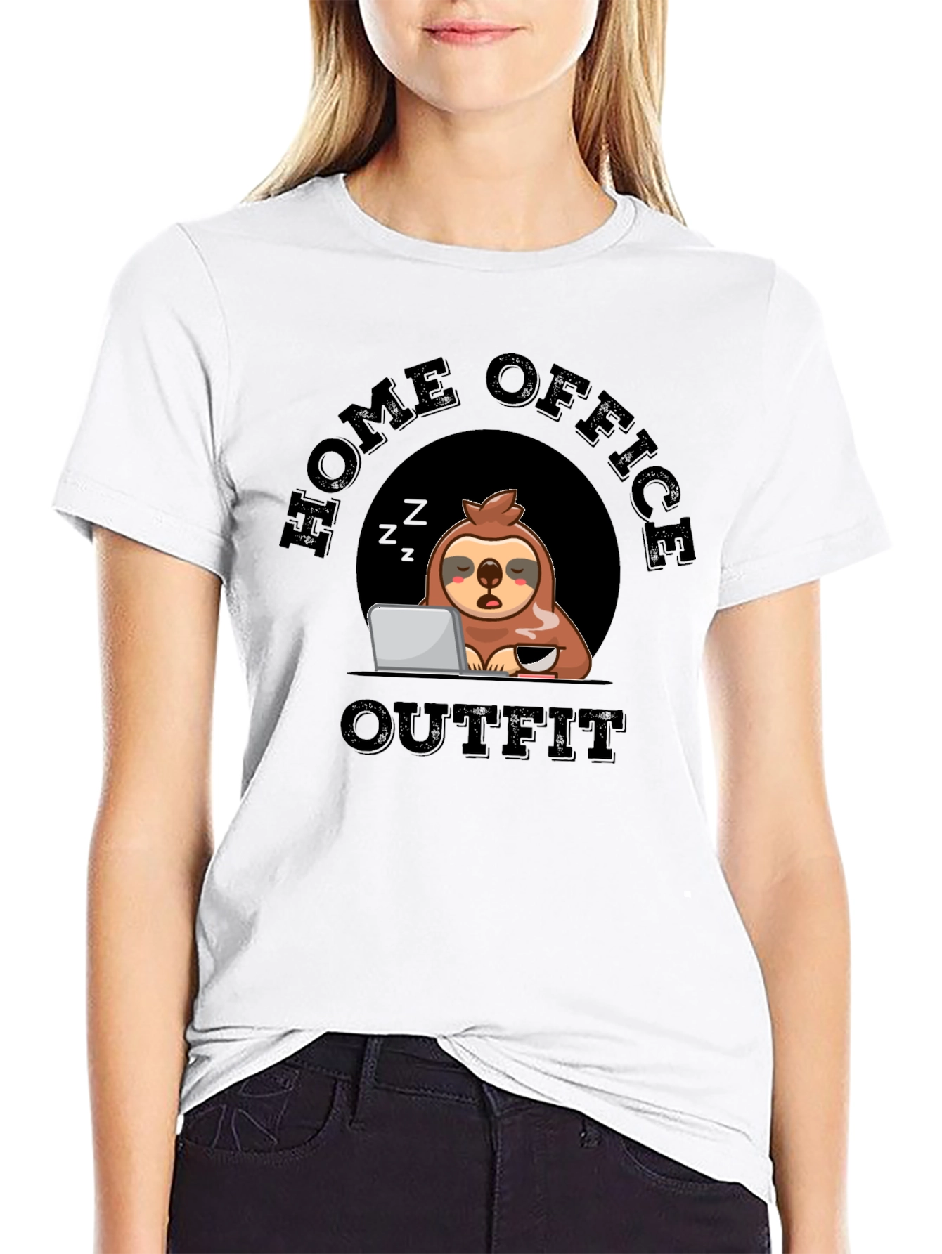 Black Home Office Outfit Sloth T-Shirt view 9