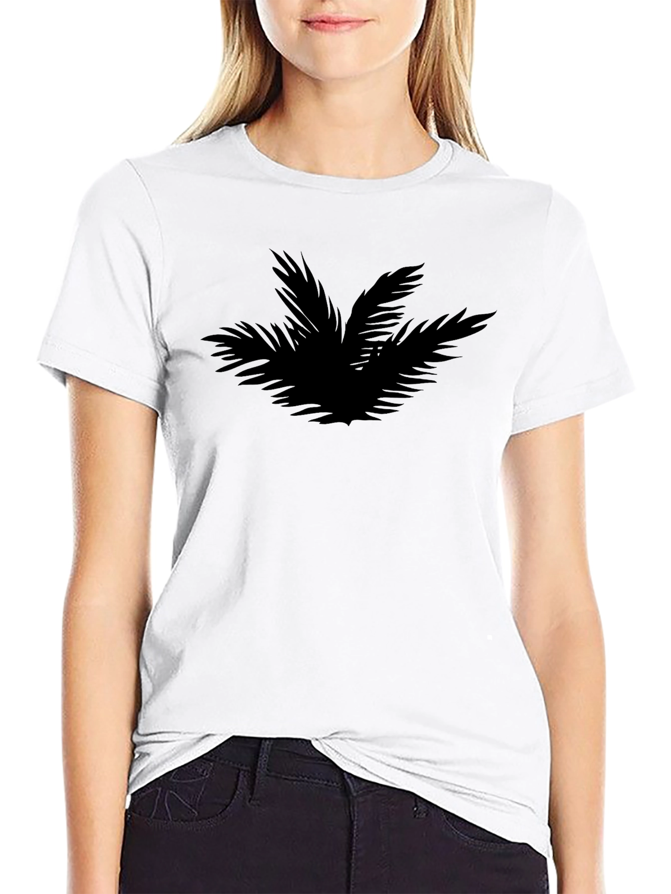 Black Stylish Black Palm Print T-Shirt for Men view 9