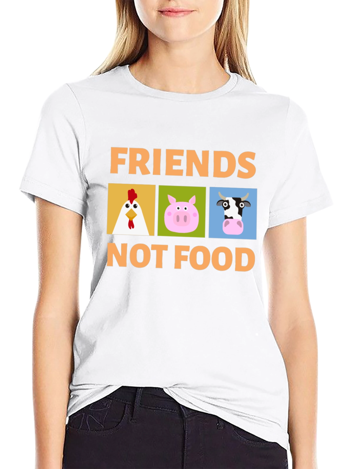Black Friends Not Food T-Shirt Vegan Animal Lover Tee view 9