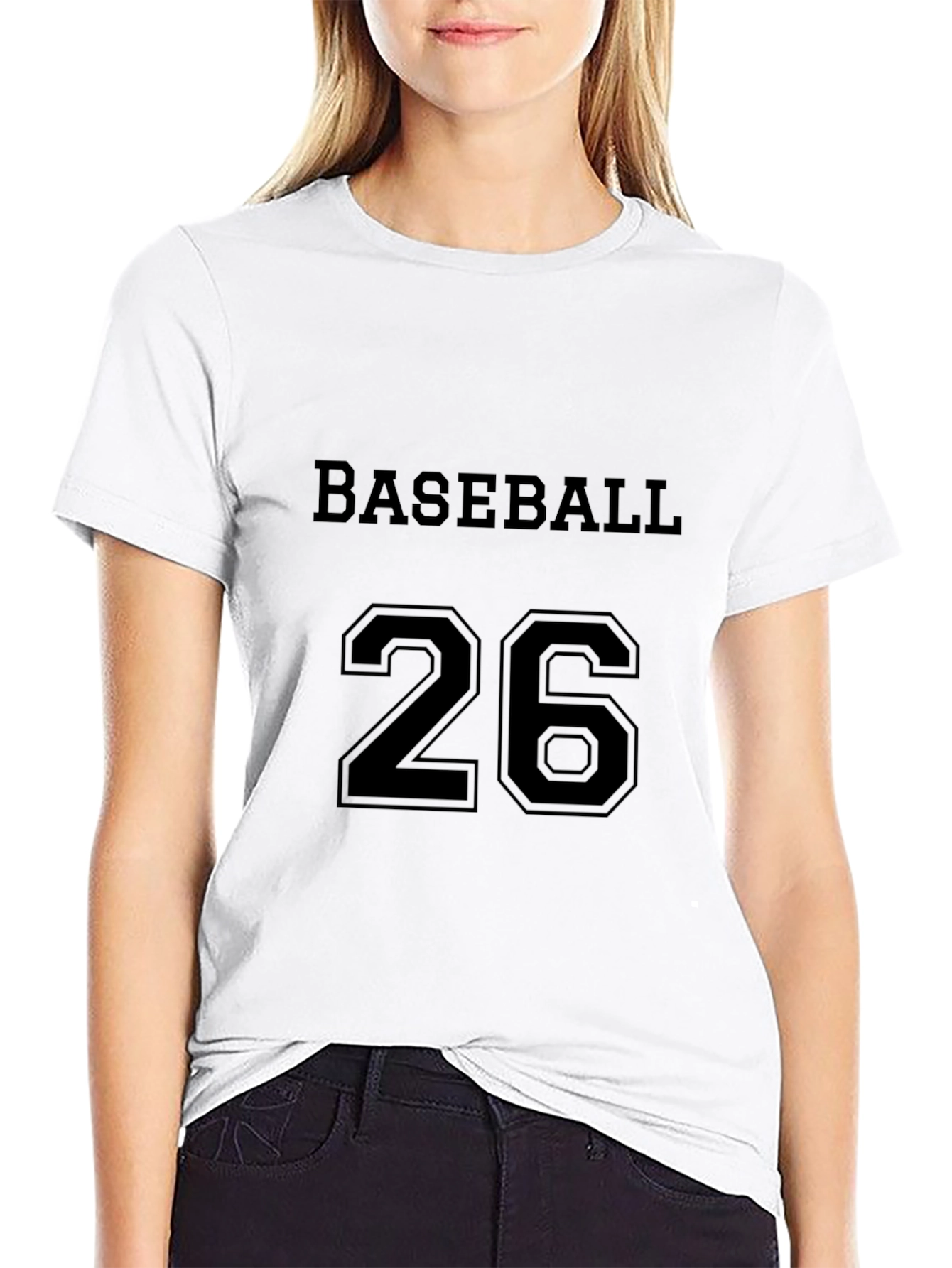Black Baseball 26 Graphic Tee - Black Cotton T-Shirt view 9