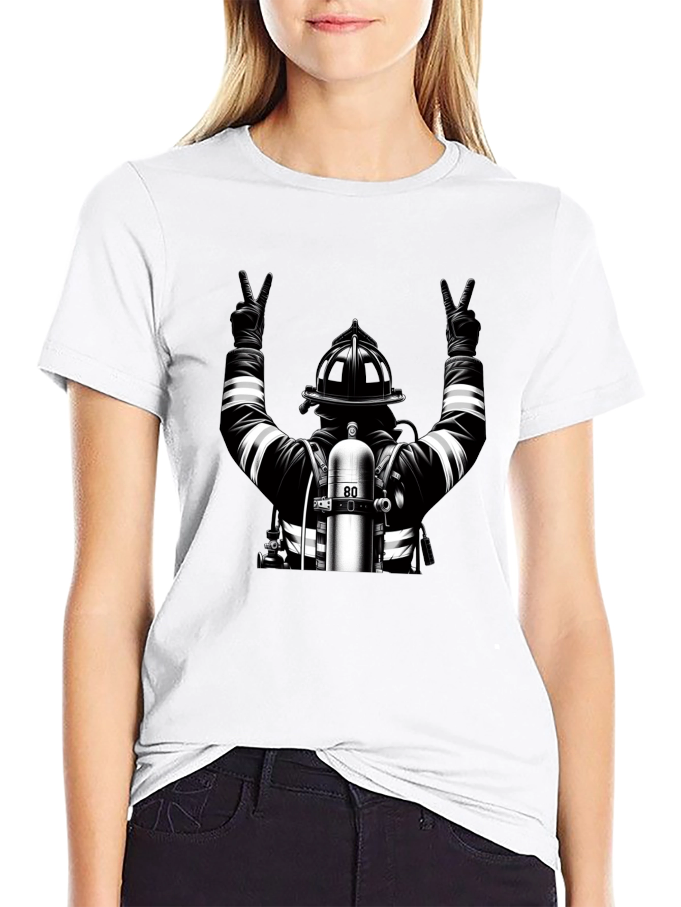 Black Firefighter 'Peace' Graphic Tee - Black view 9