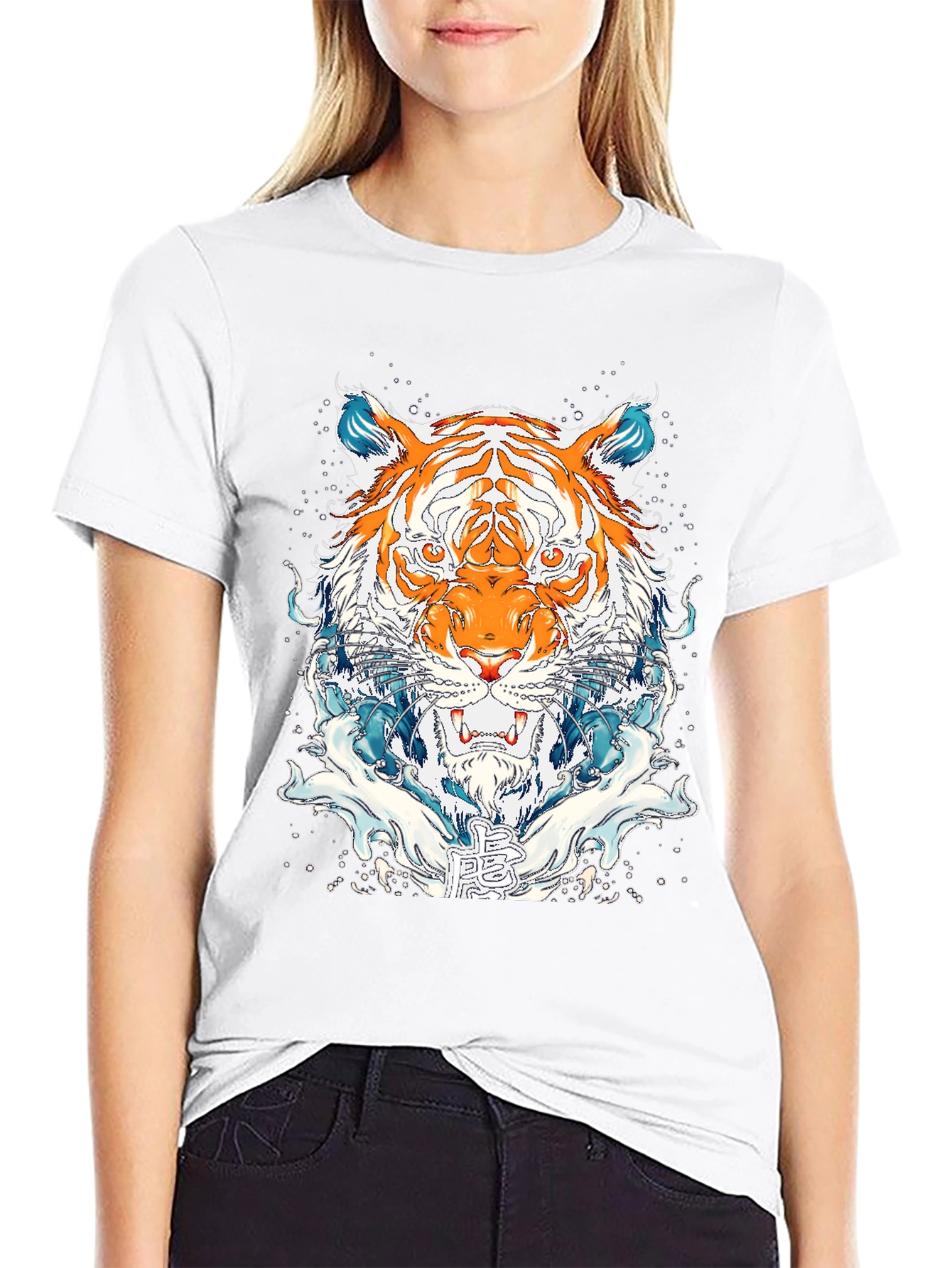 Black Tiger Graphic Print Black T-Shirt view 9