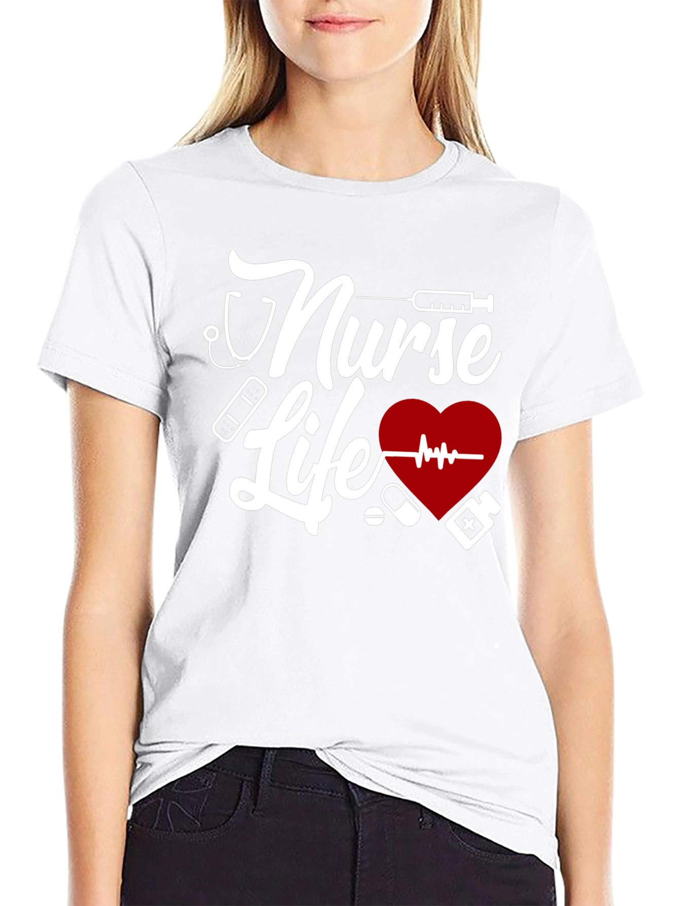 Black Nurse Life Graphic T-Shirt - Black view 9
