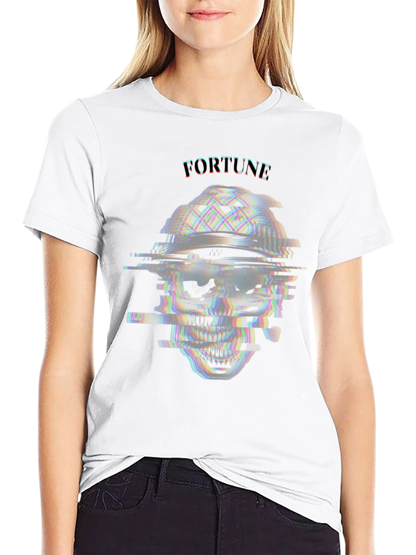 Black Glitch Skull T-Shirt - Fortune Tee view 9
