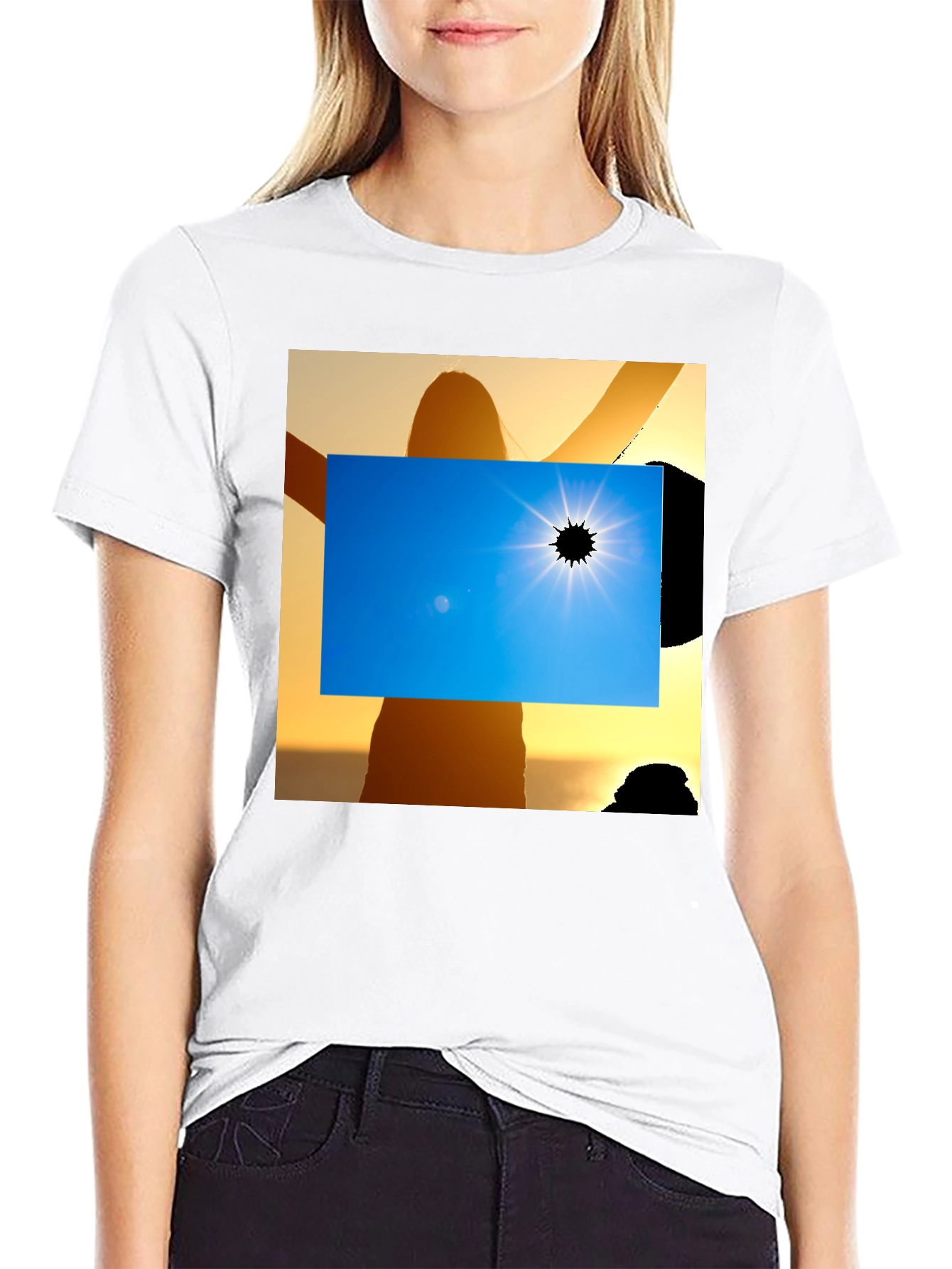 Black Solar Eclipse Graphic Tee - Black Cotton Shirt view 9
