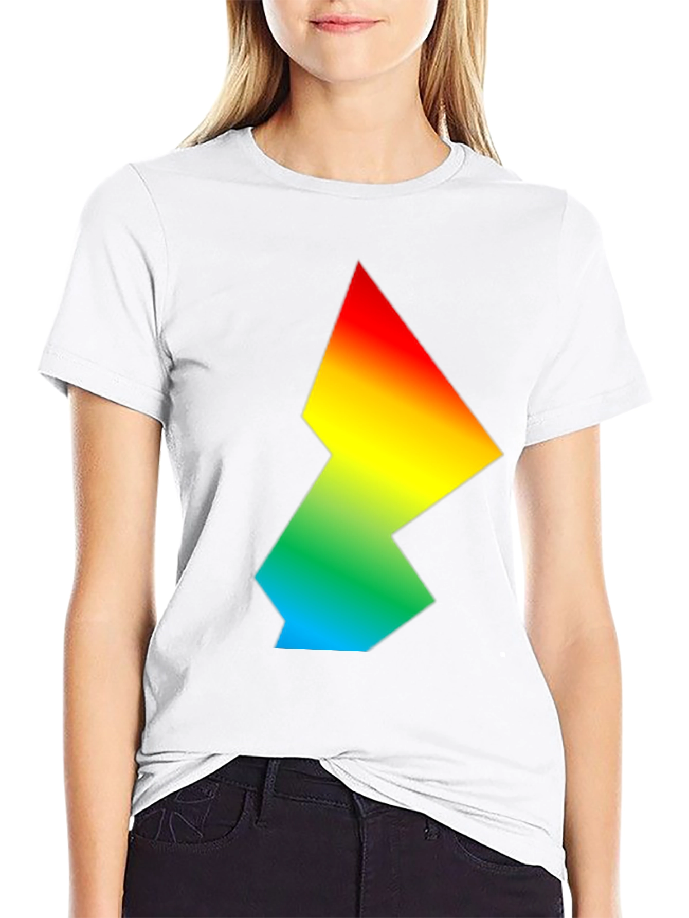 Black Rainbow Gradient Geometric Graphic Tee view 9