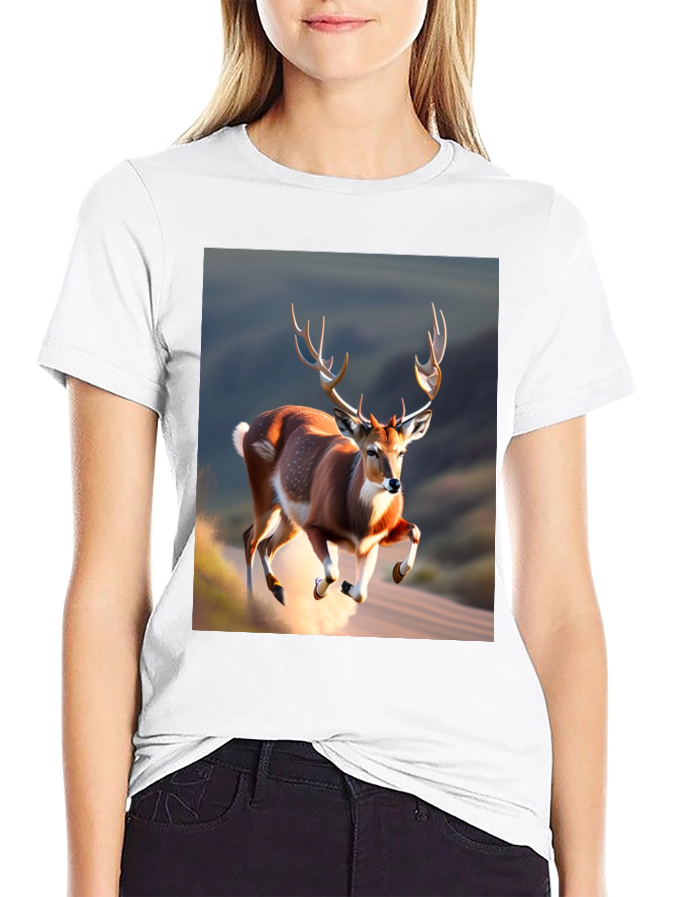 Black Deer Graphic Black T-Shirt view 9