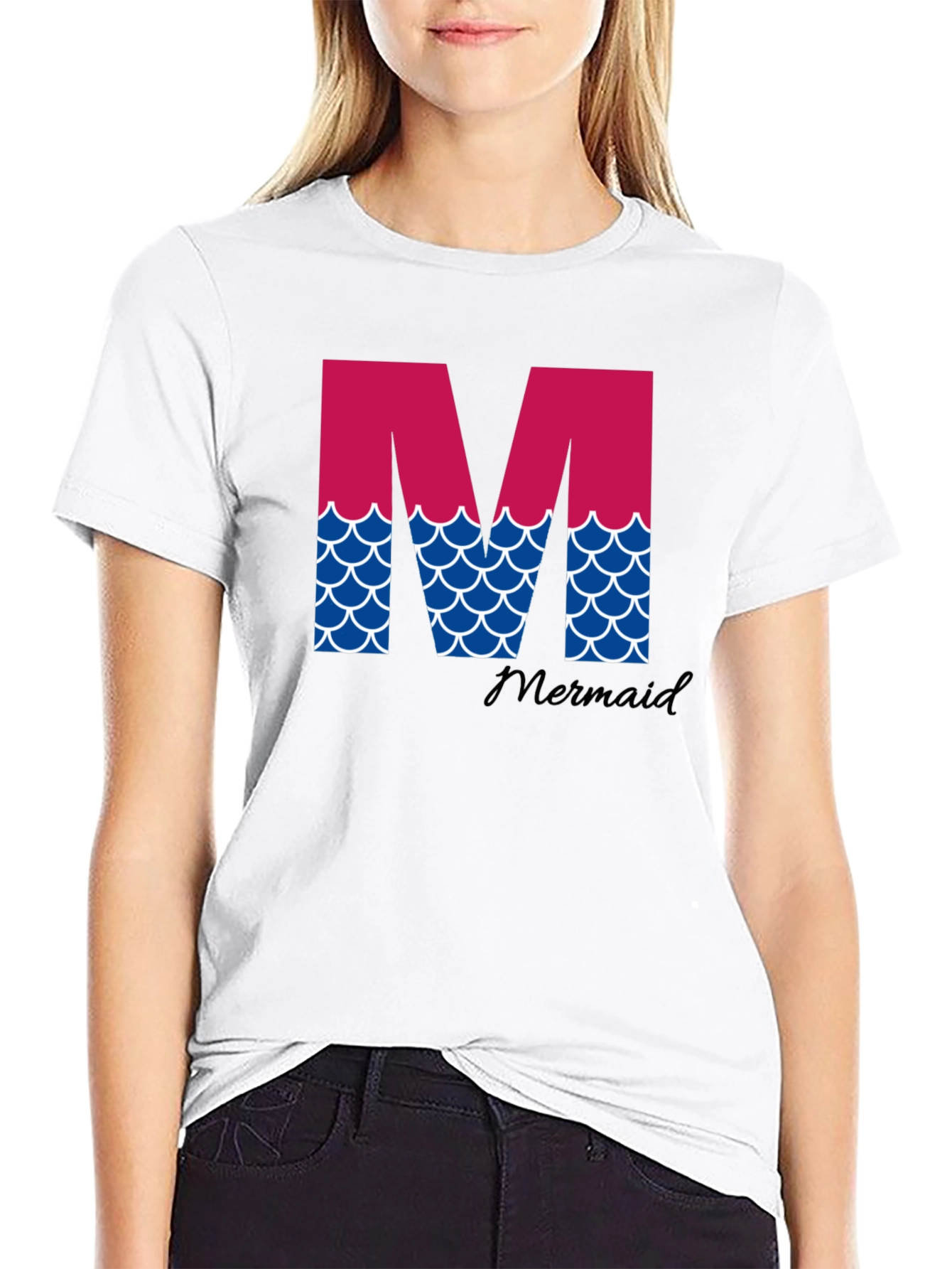 Black Mermaid Initial 'M' T-Shirt view 9
