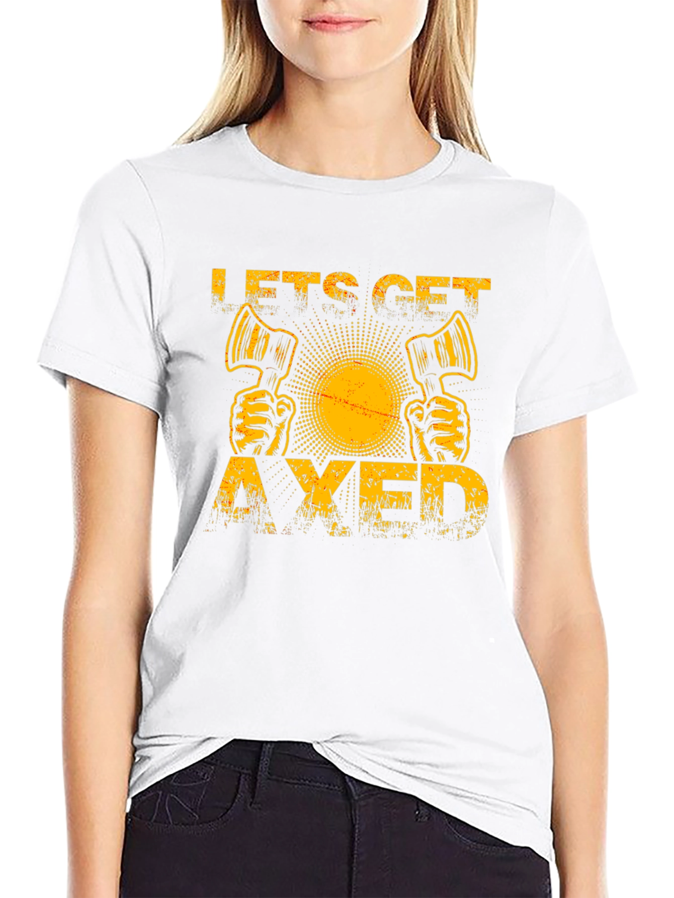 Black Let's Get Axed Funny Lumberjack T-Shirt view 9