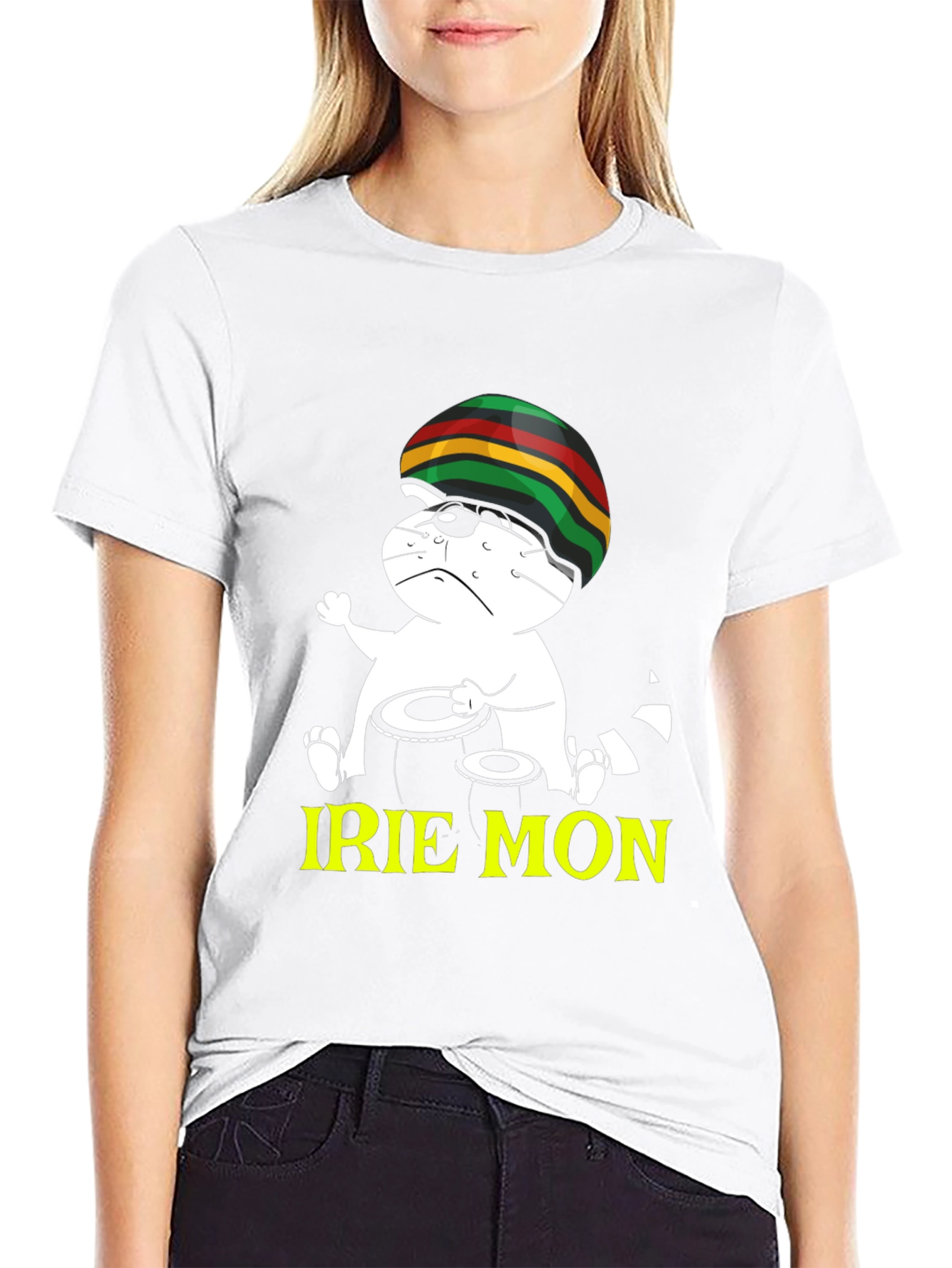 Black Irie Mon Rastafarian Cat Black T-Shirt view 9