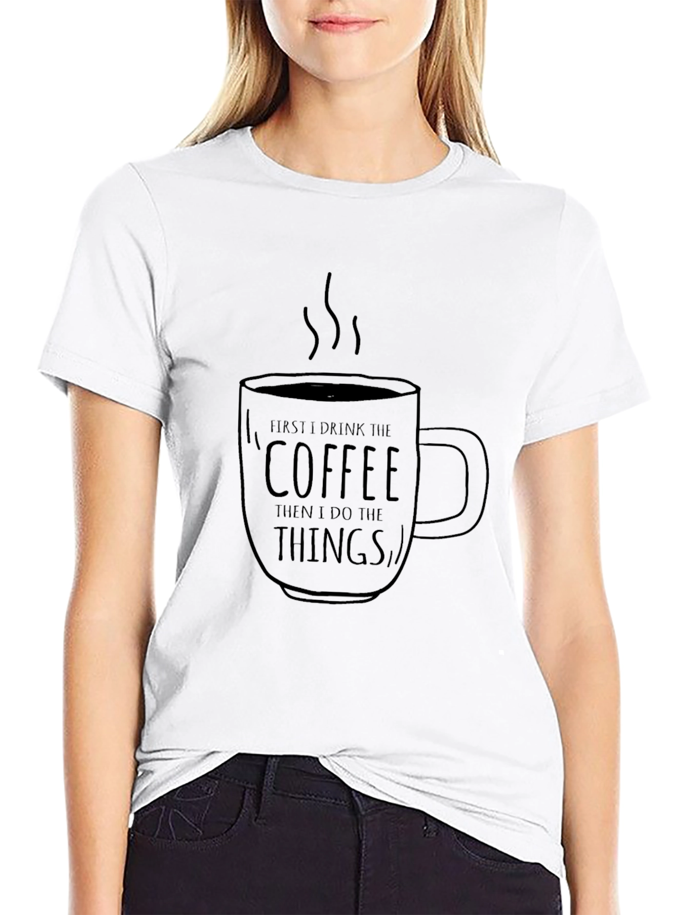 Black Coffee Then Things Black Graphic T-Shirt view 9