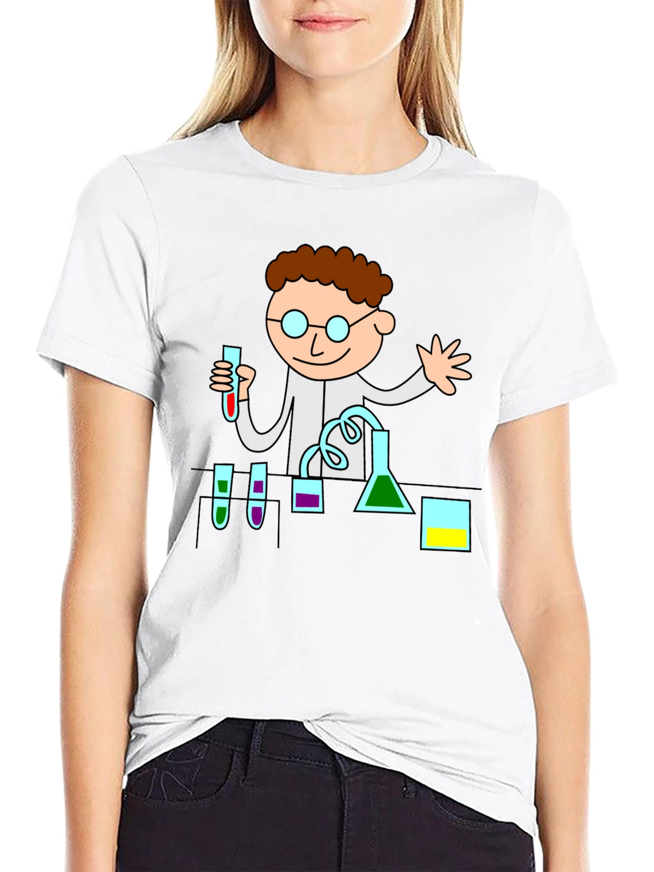 Black Scientist Graphic Tee - Black Cotton T-Shirt view 9