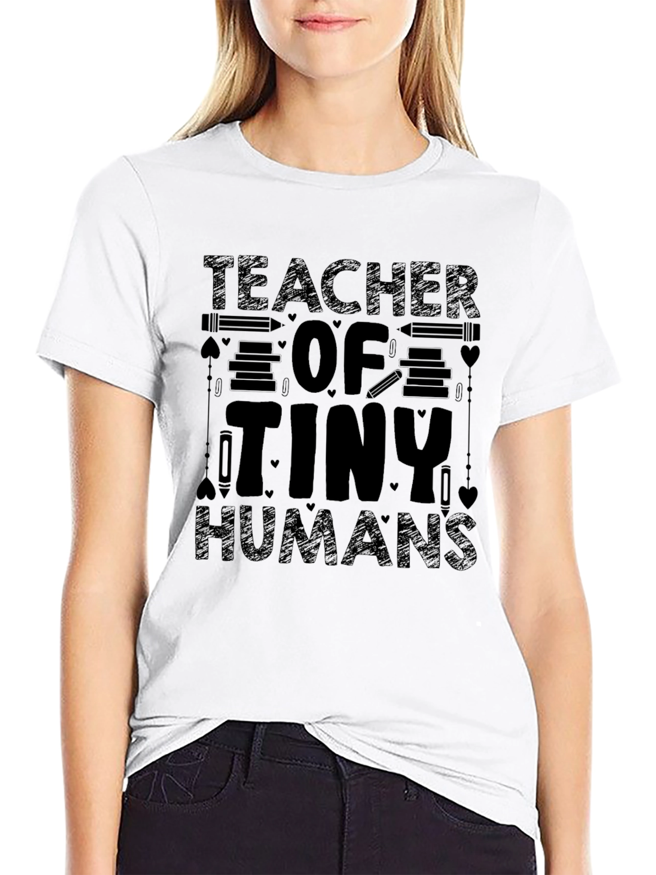 Black Teacher of Tiny Humans Black Graphic T-Shirt view 9