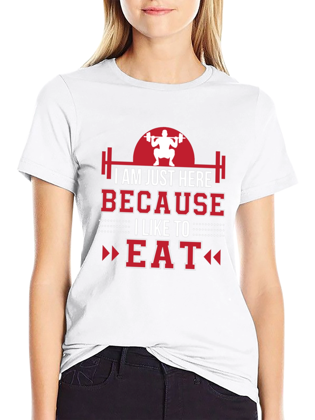 Black Funny Gym T-Shirt: I'm Just Here Because I Like To Eat view 9