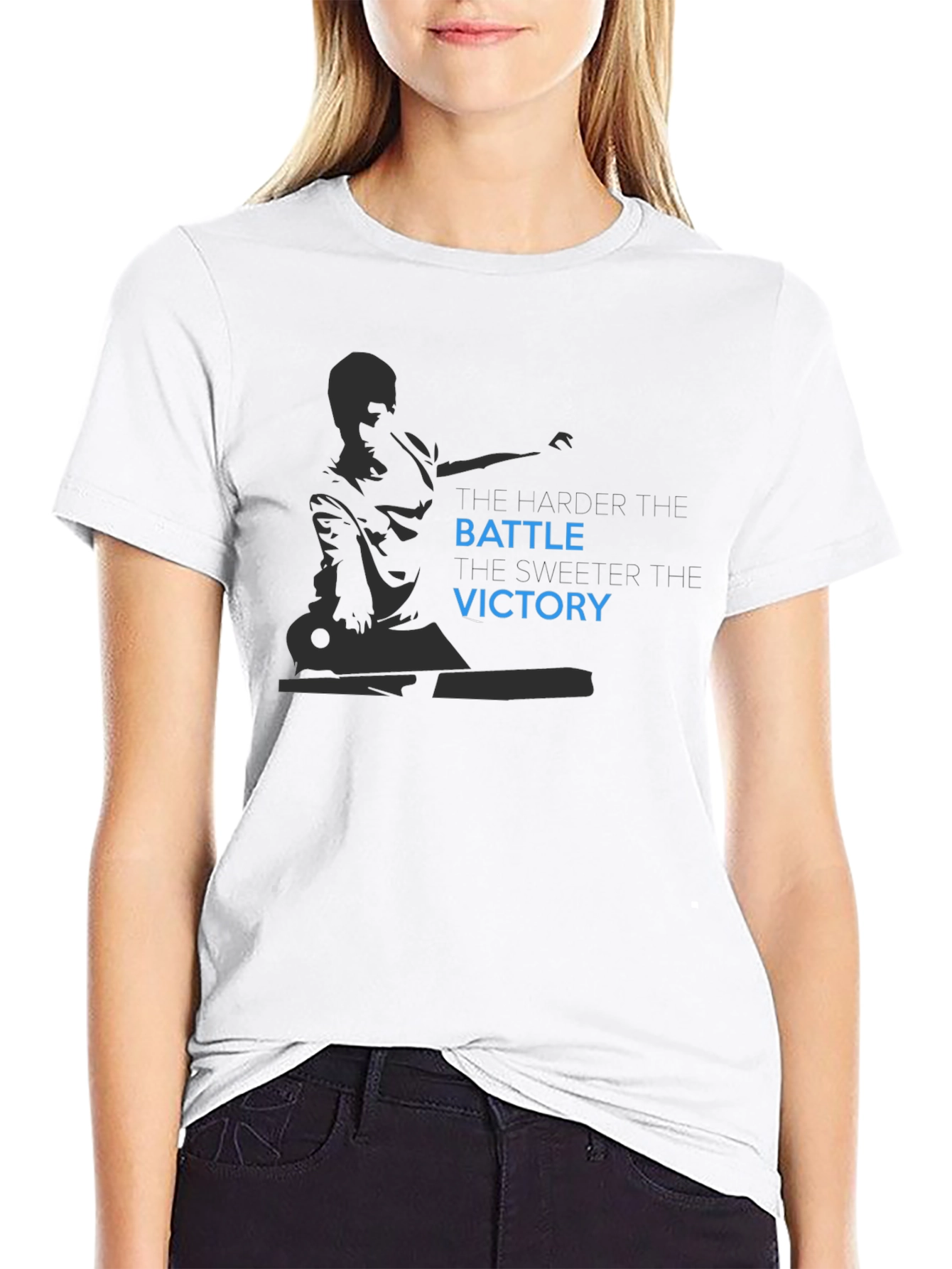 Black Battle Victory Graphic Print Black T-Shirt view 9