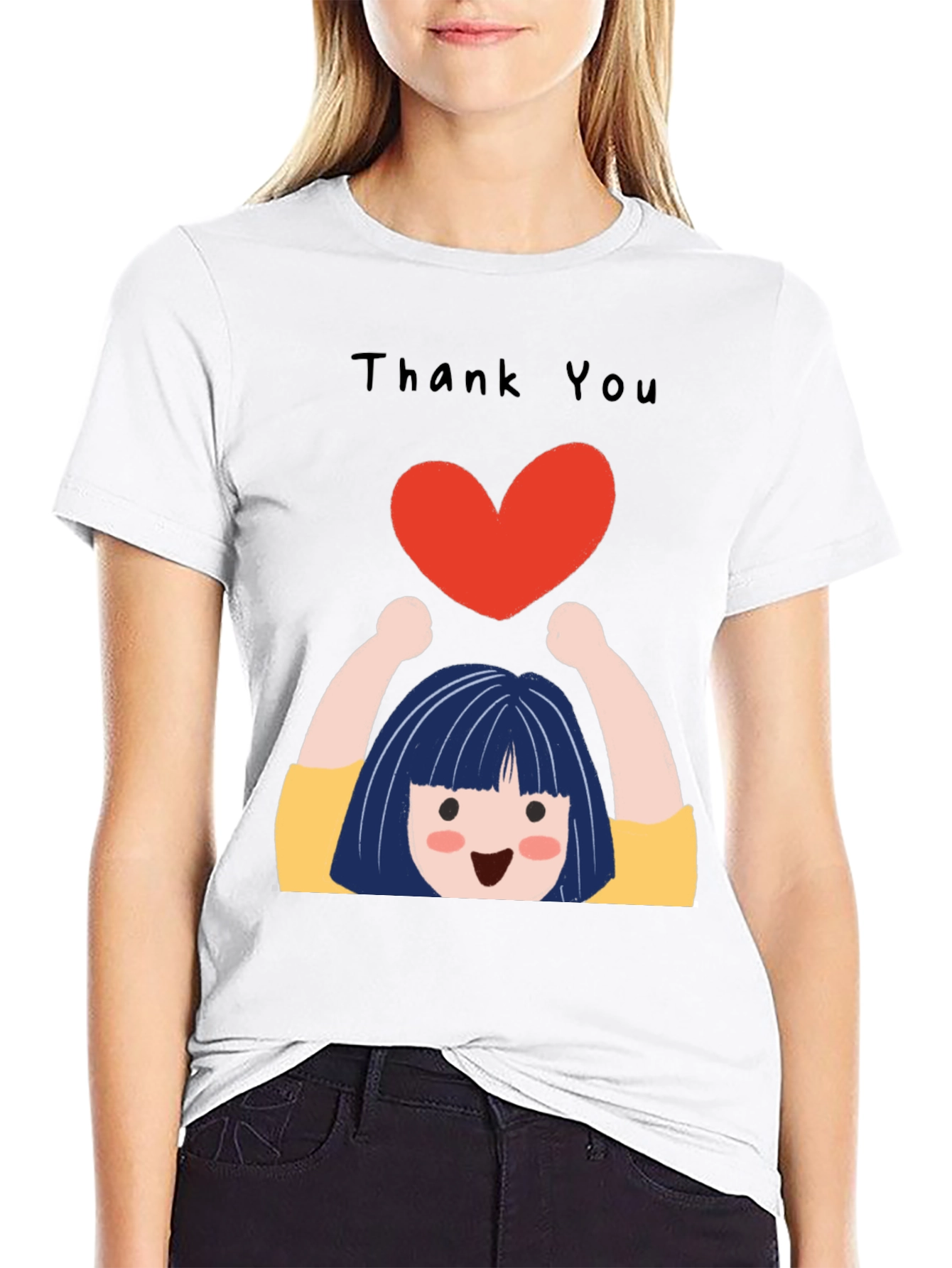 Black Thank You Heart Graphic T-Shirt view 9