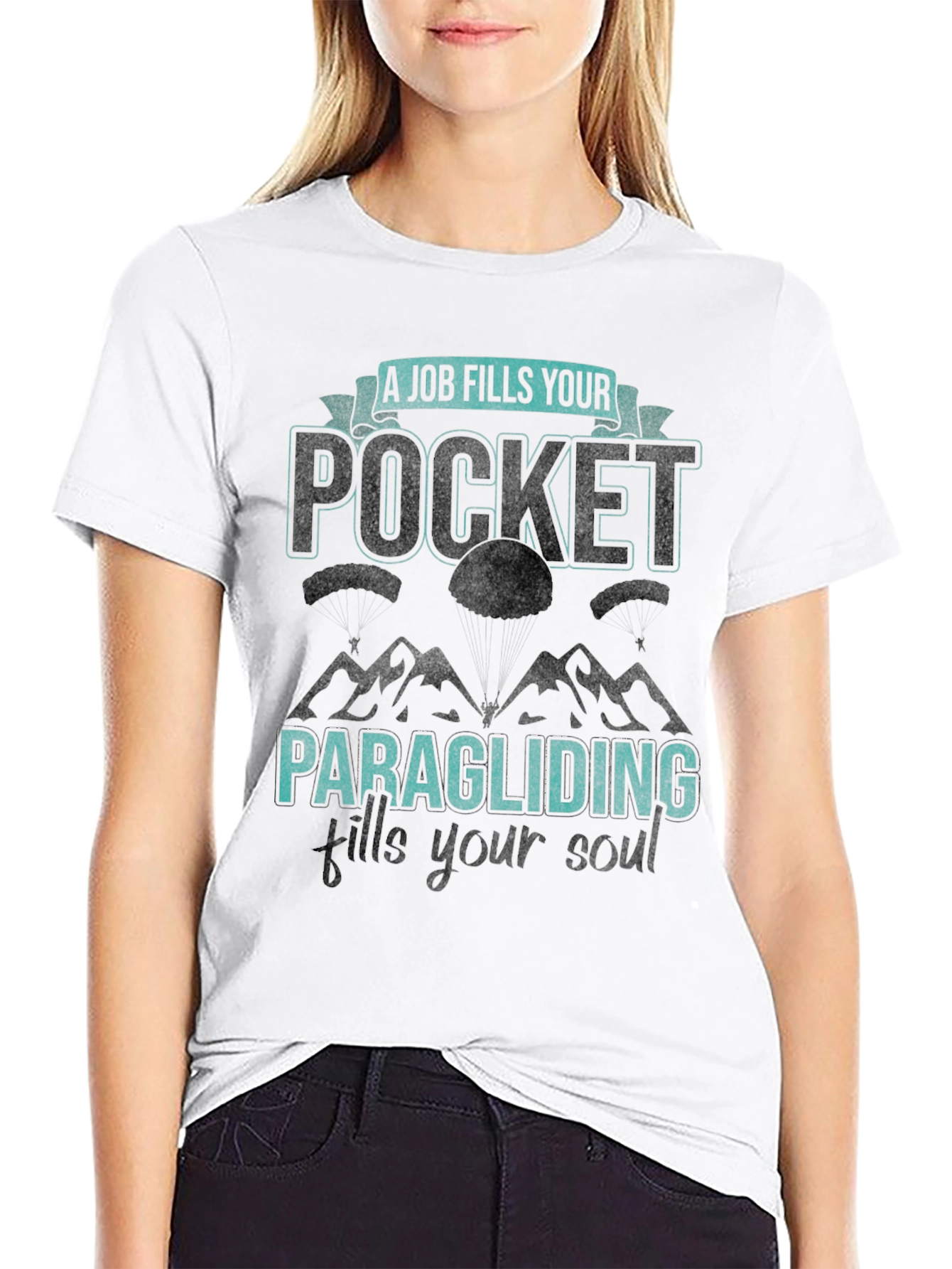 Black Paragliding Fills Your Soul Black Graphic Tee view 9