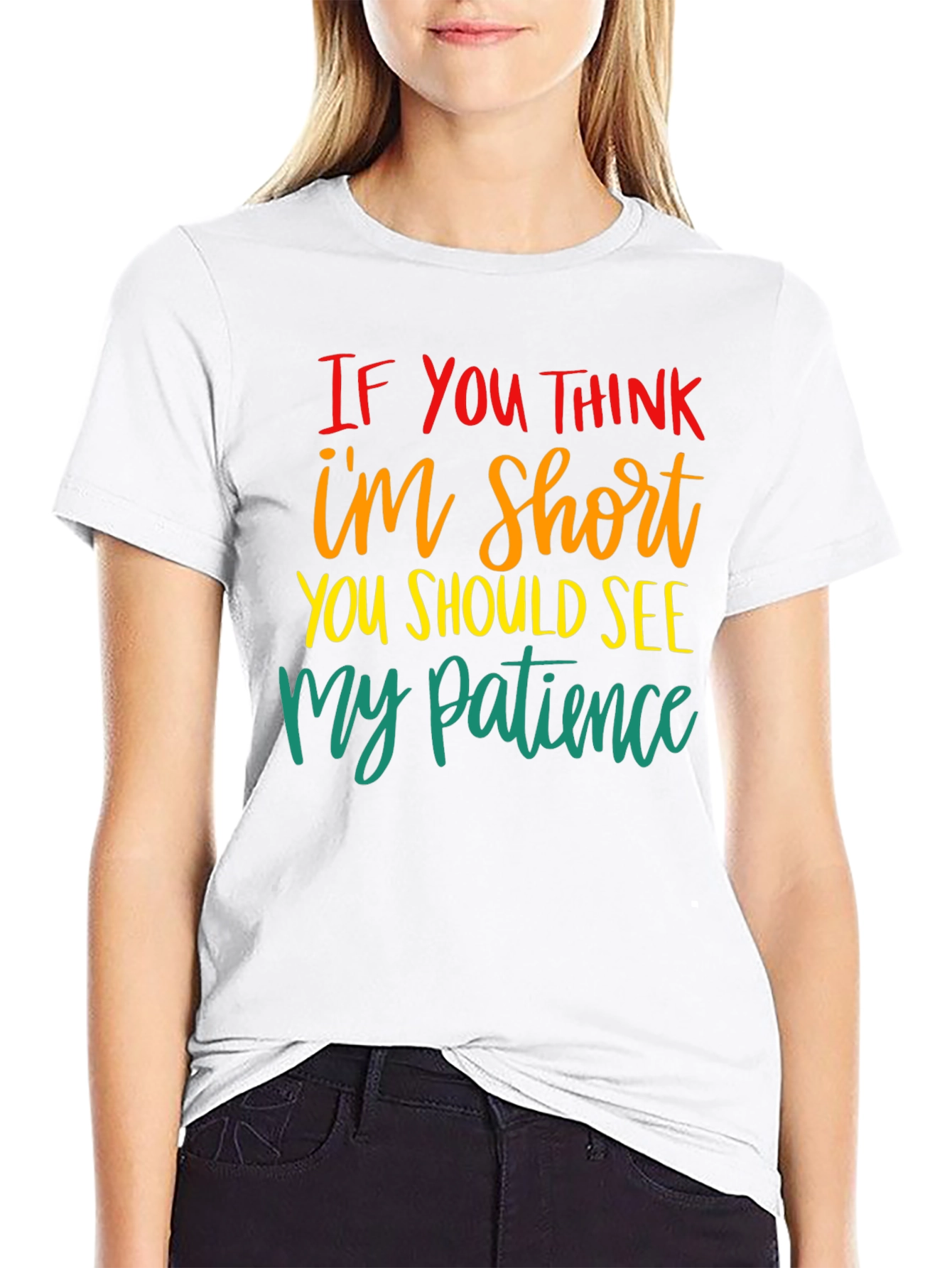 Black Humorous Short Patience Graphic T-Shirt view 9