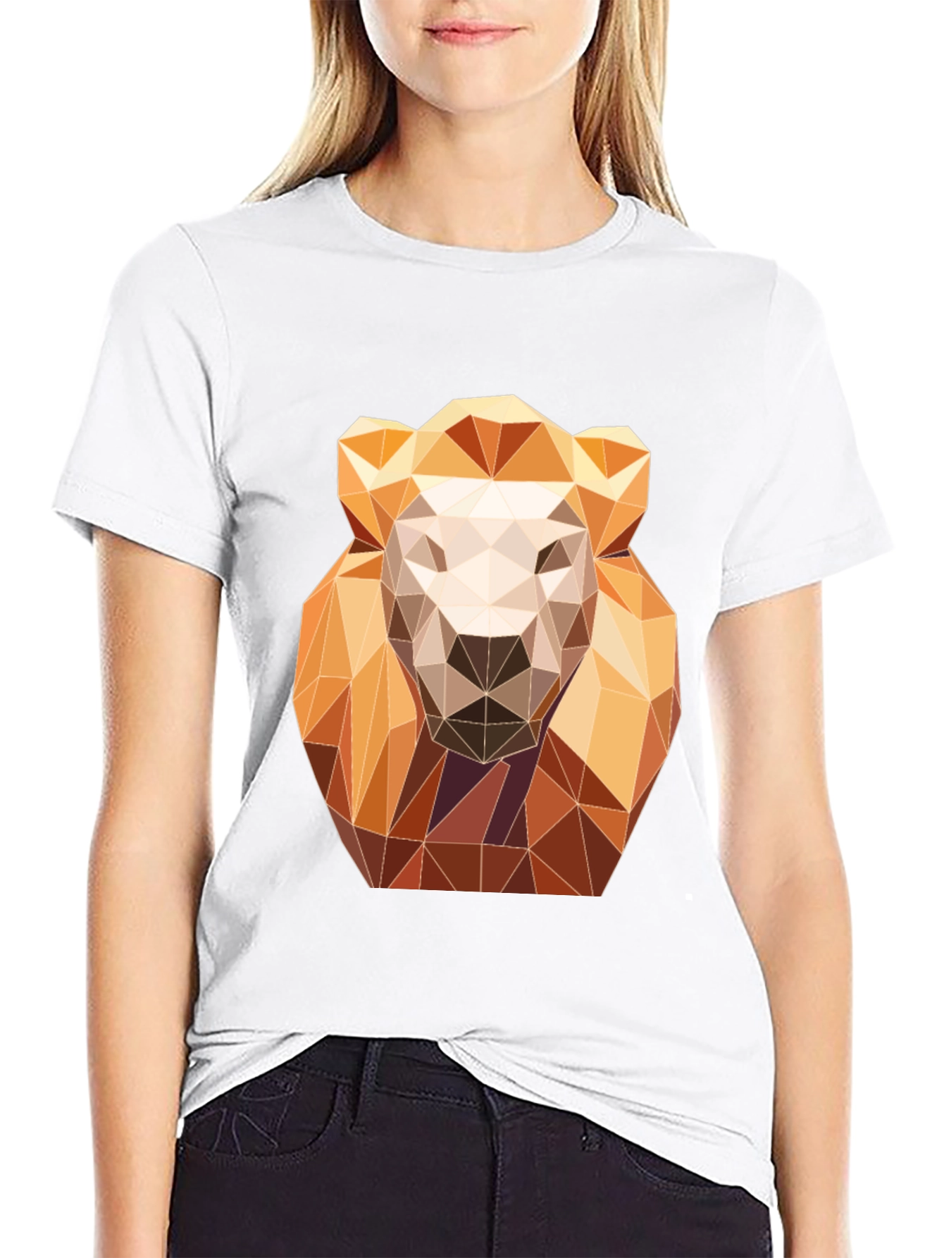 Black Geometric Lion Graphic Tee - Modern Art Design view 9