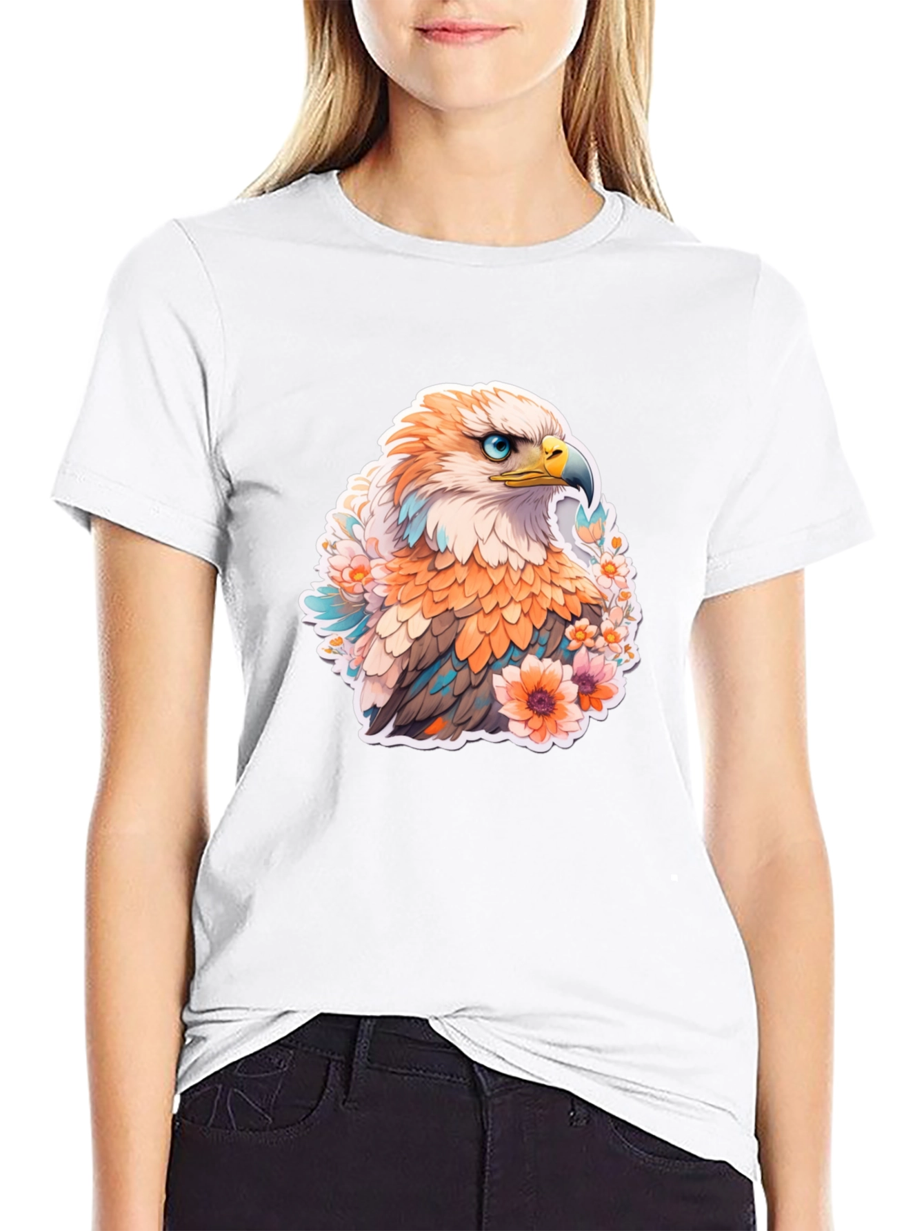 Floral Eagle Graphic Tee - Men's Black T-Shirt - 9