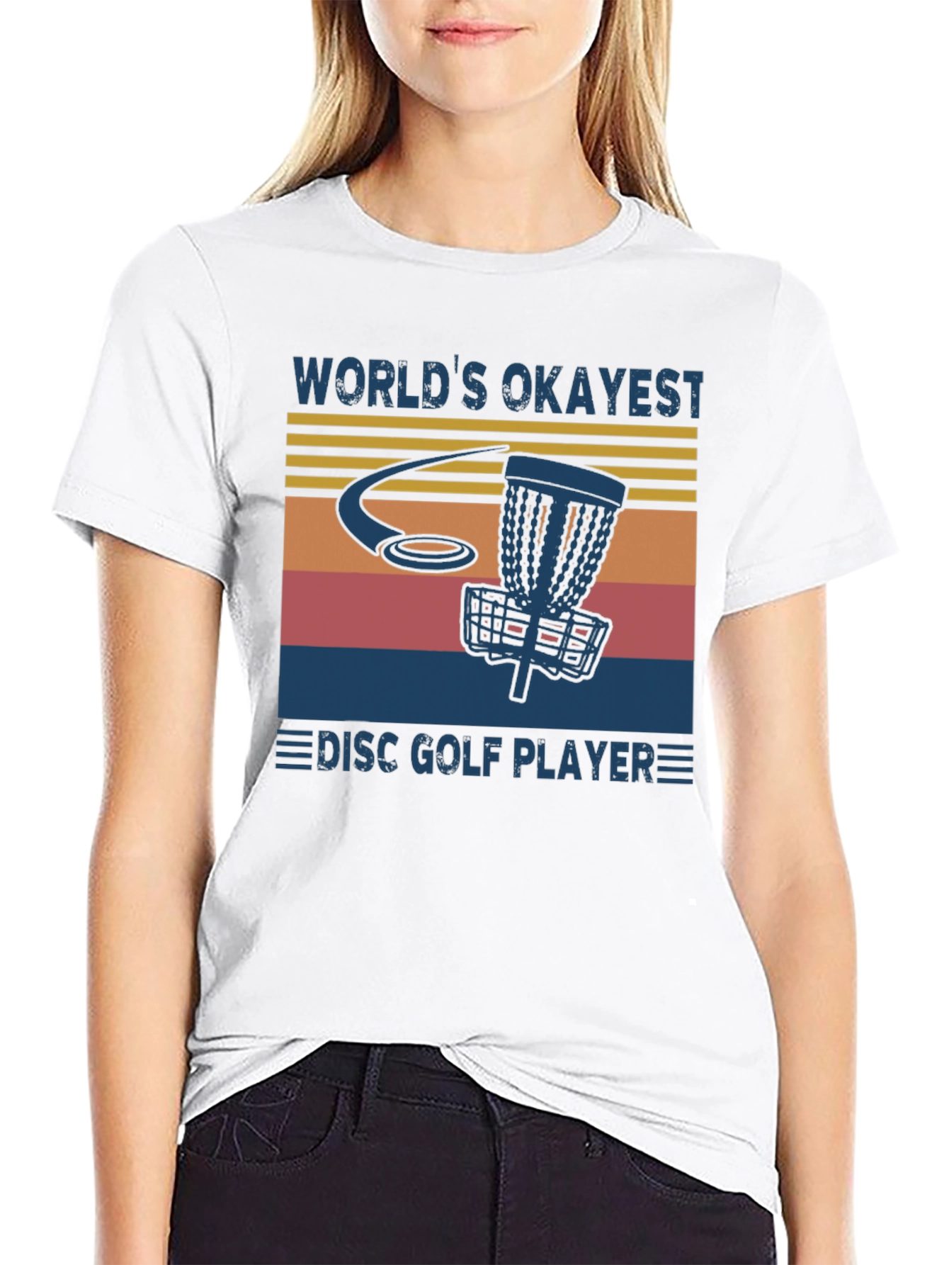 Black World's Okayest Disc Golf Player T-Shirt view 9