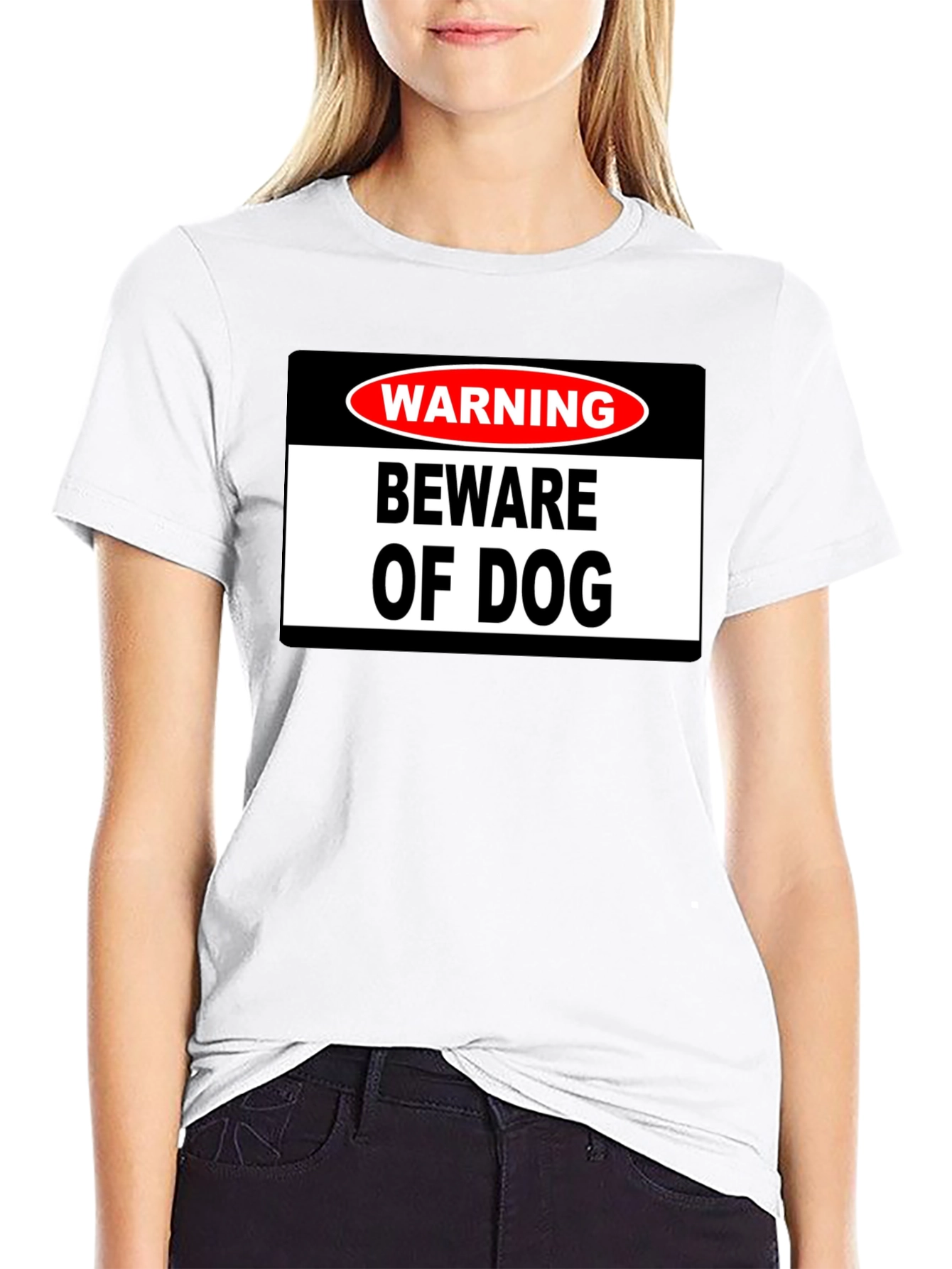 Black Warning Beware of Dog Graphic T-Shirt view 9